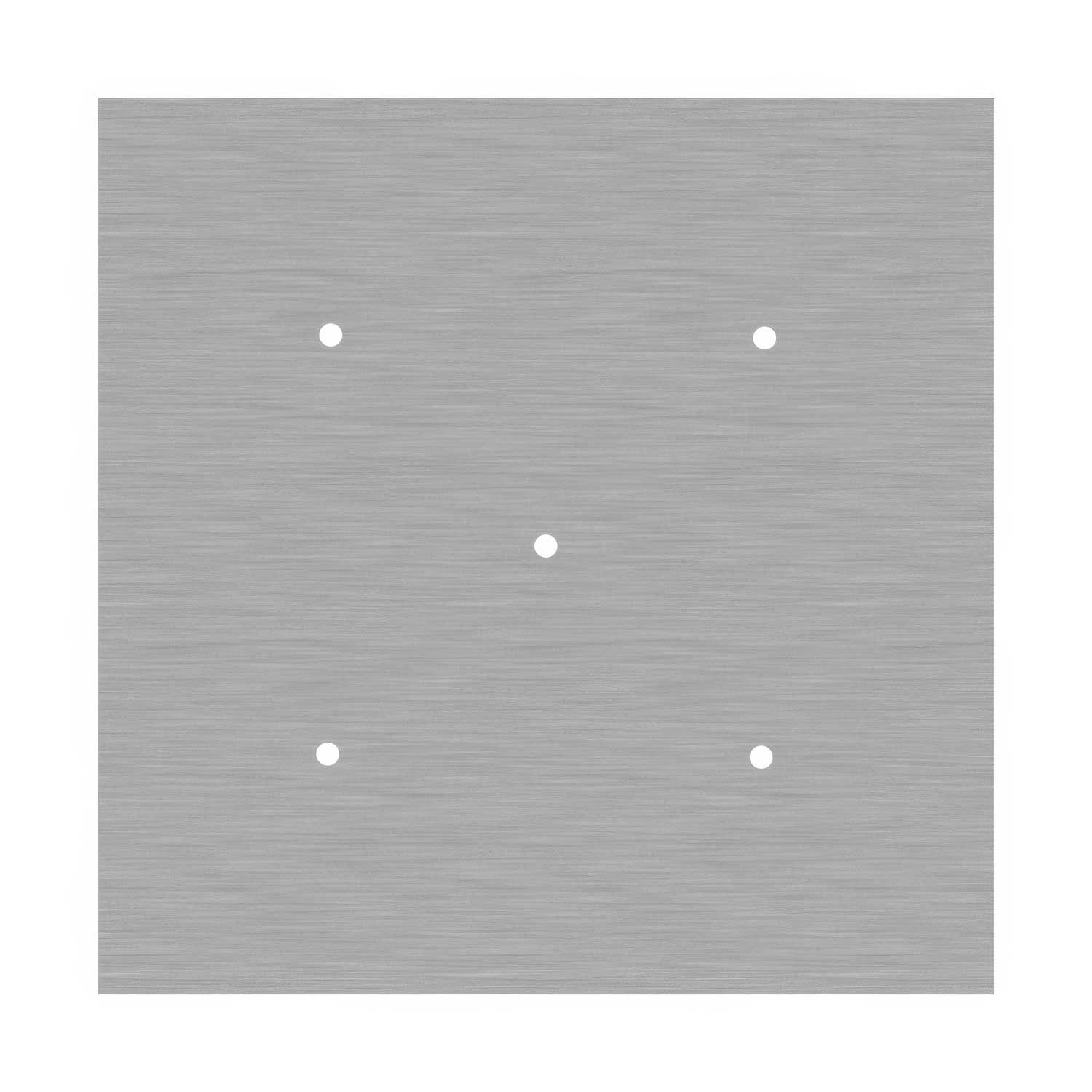 Ceiling rose XXL Rose-One square, 400 mm with 5 holes and 4 side holes - Dibond Brushed Steel - Image 3