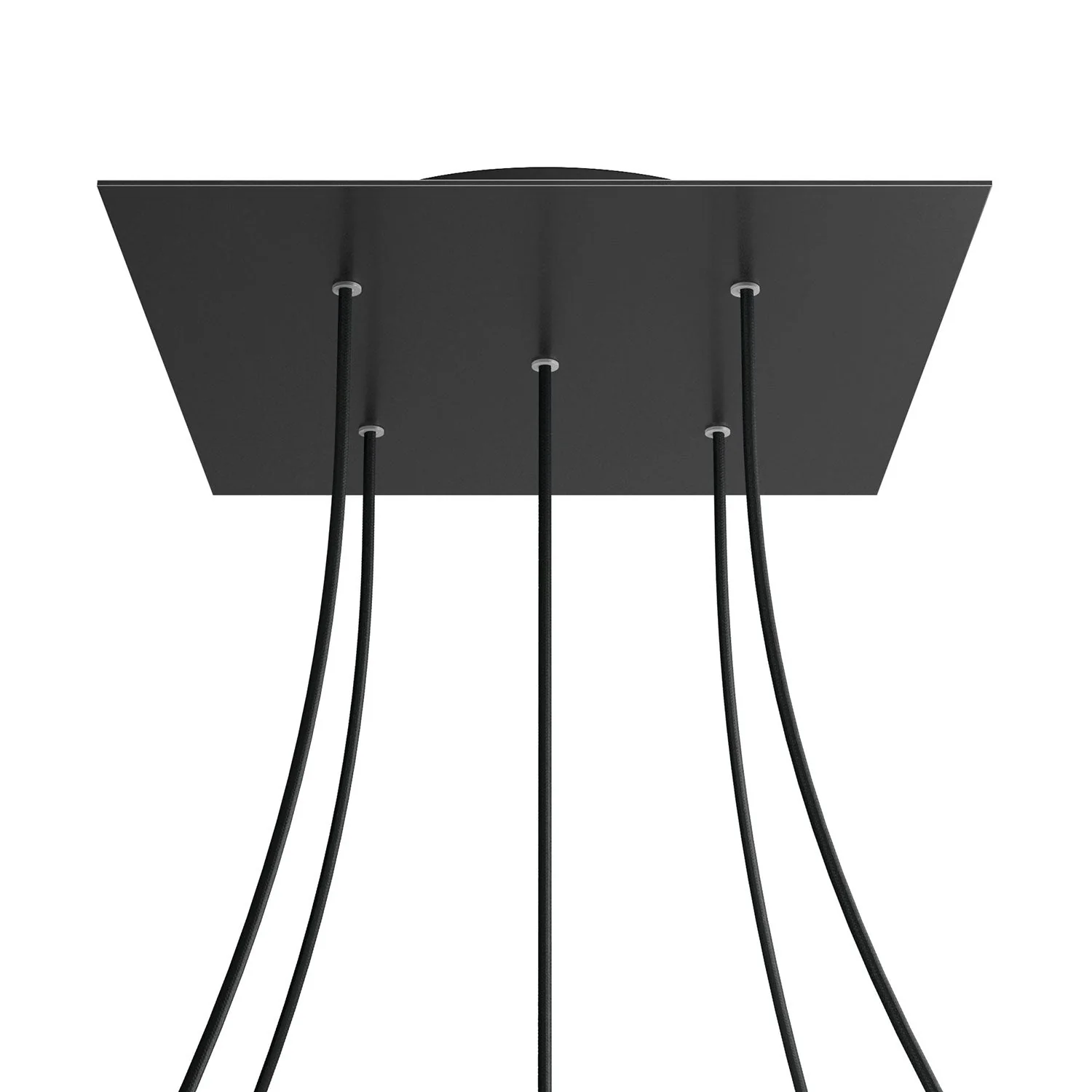 XXL Rose-One square ceiling rose, 400 mm with 5 holes and 4 side holes - Matt black - Image 8