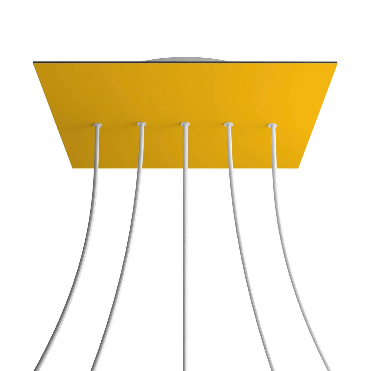XXL Rose-One square ceiling rose, 400 mm with 5 inline holes and 4 side holes – Mustard