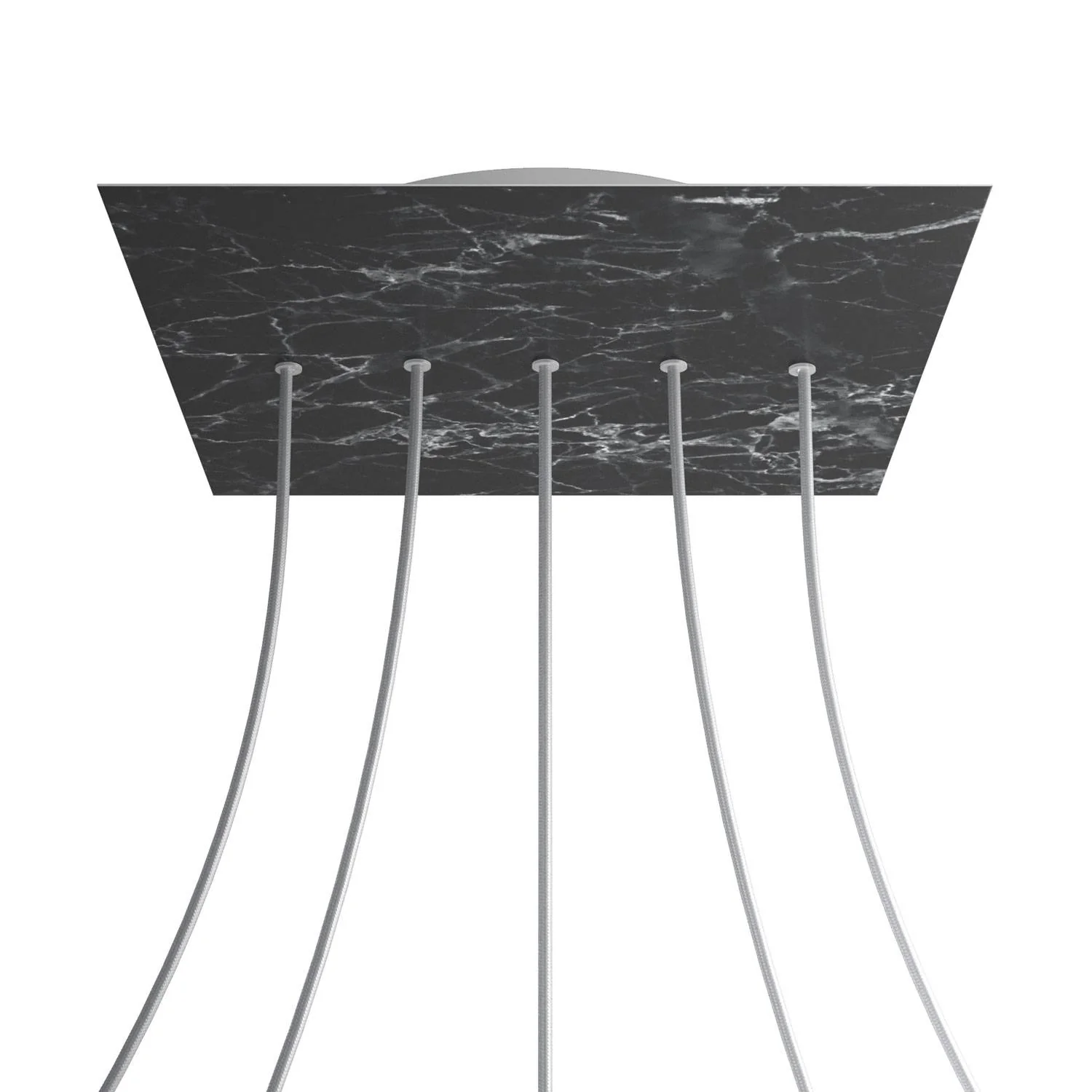 XXL Rose-One square ceiling rose, 400 mm with 5 inline holes and 4 side holes - Marquina Marble