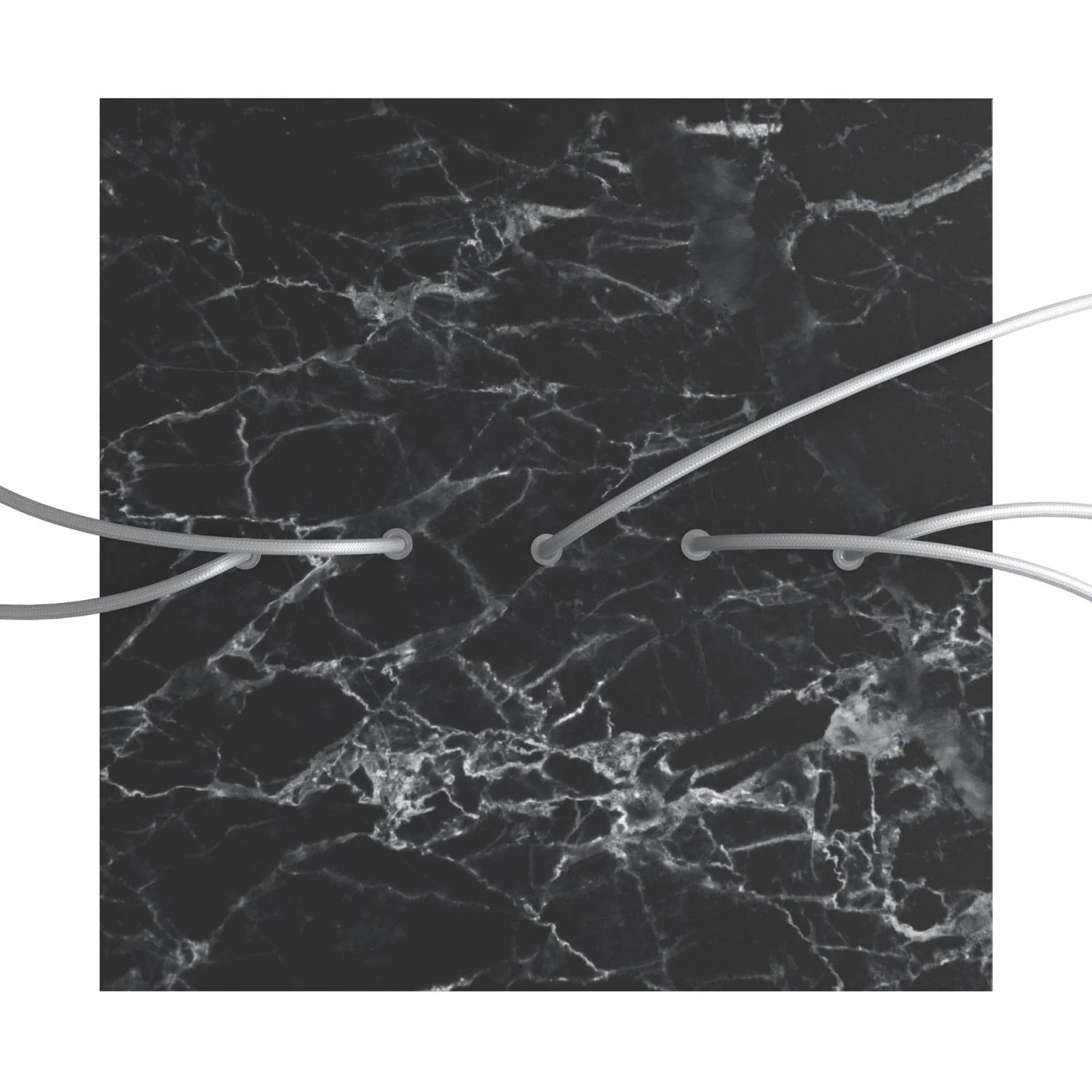 XXL Rose-One square ceiling rose, 400 mm with 5 inline holes and 4 side holes - Marquina Marble - Image 2