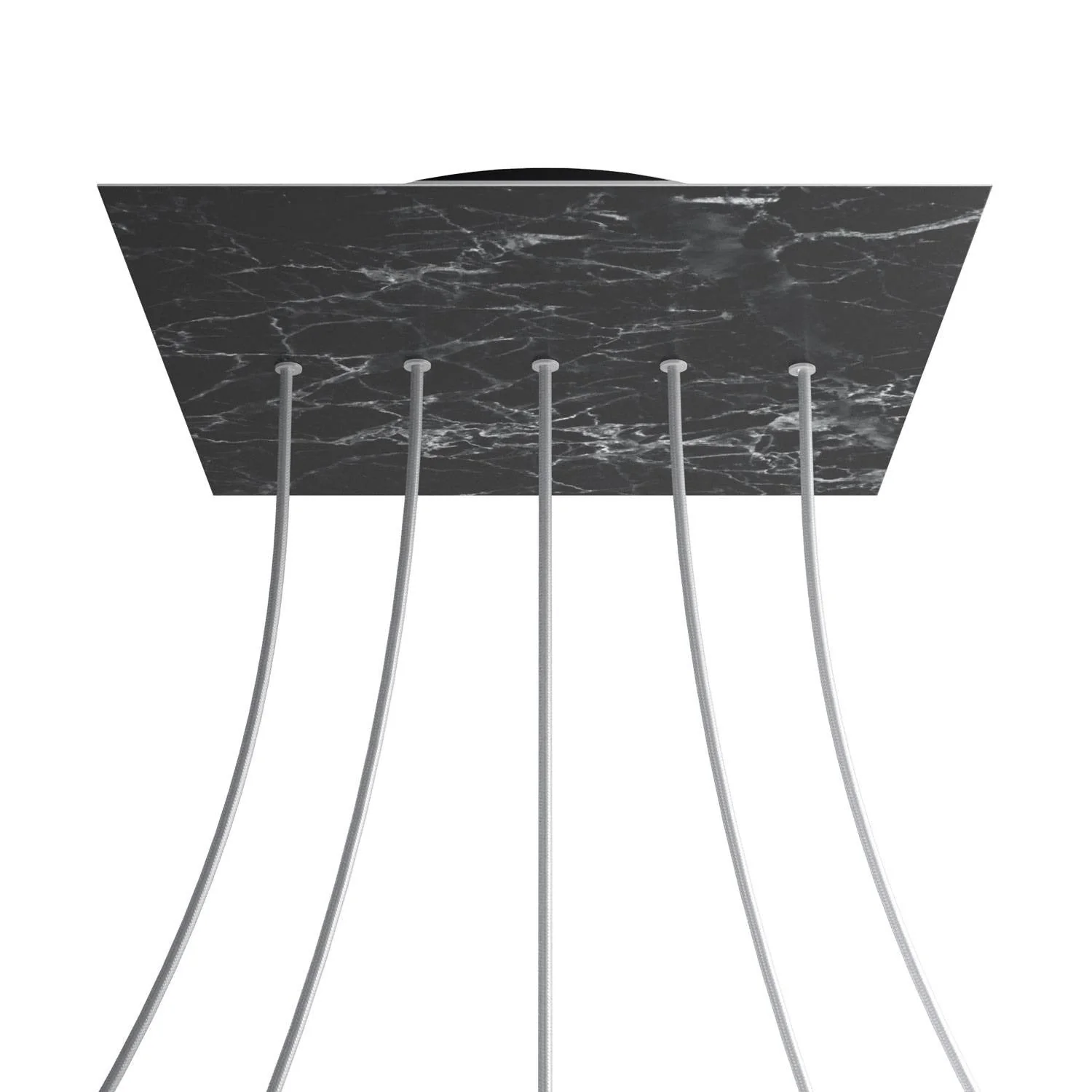 XXL Rose-One square ceiling rose, 400 mm with 5 inline holes and 4 side holes - Marquina Marble - Image 8