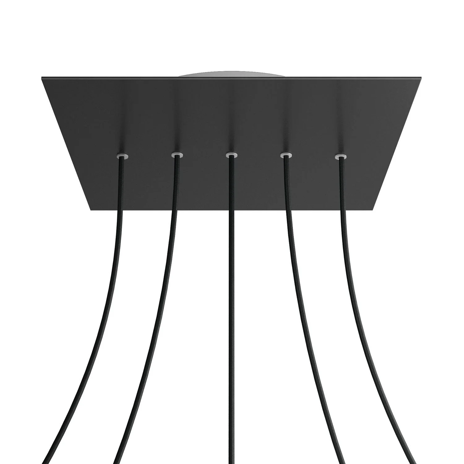 XXL Rose-One square ceiling rose, 400 mm with 5 inline holes and 4 side holes - Matt black