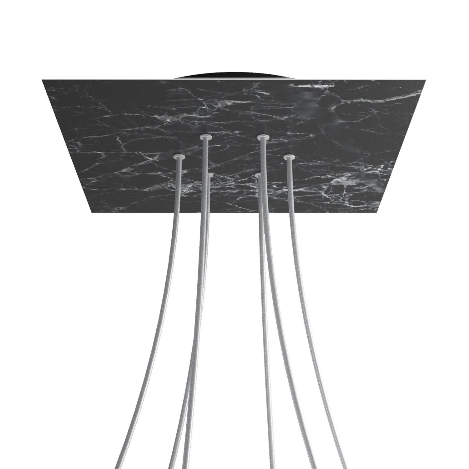 XXL Rose-One square ceiling rose, 400 mm with 6 holes and 4 side holes - Marquina Marble - Image 8
