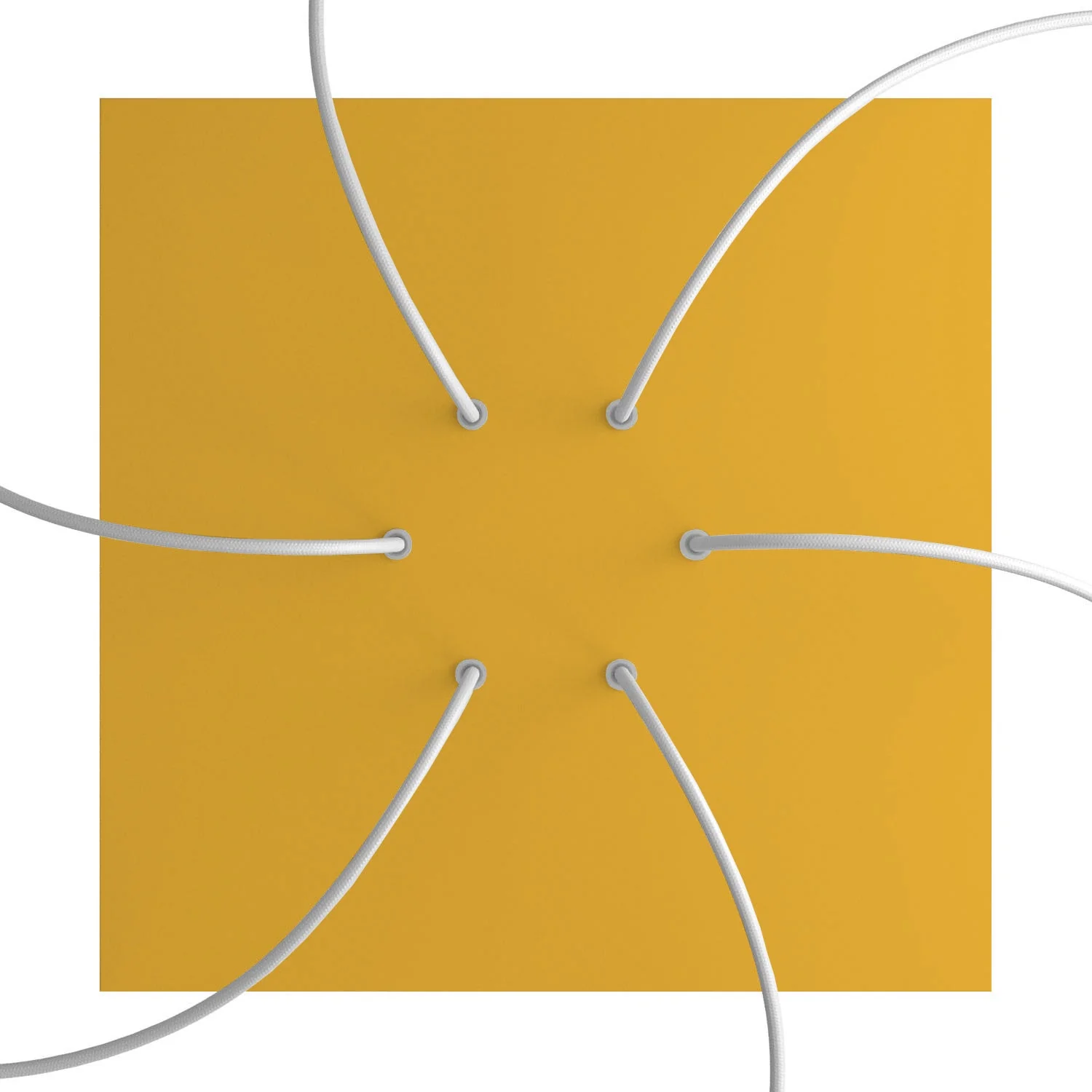 XXL ceiling rose Rose-One square, 400 mm with 6 holes and 4 side holes - Mustard - Image 2