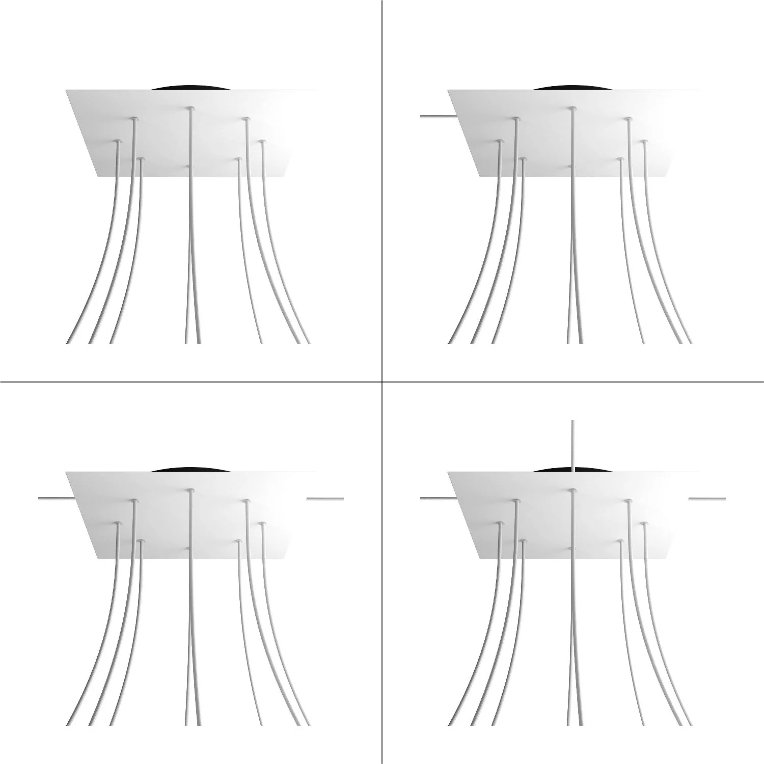 XXL Rose-One square ceiling rose, 400 mm with 8 holes and 4 side holes - Wood - Image 9
