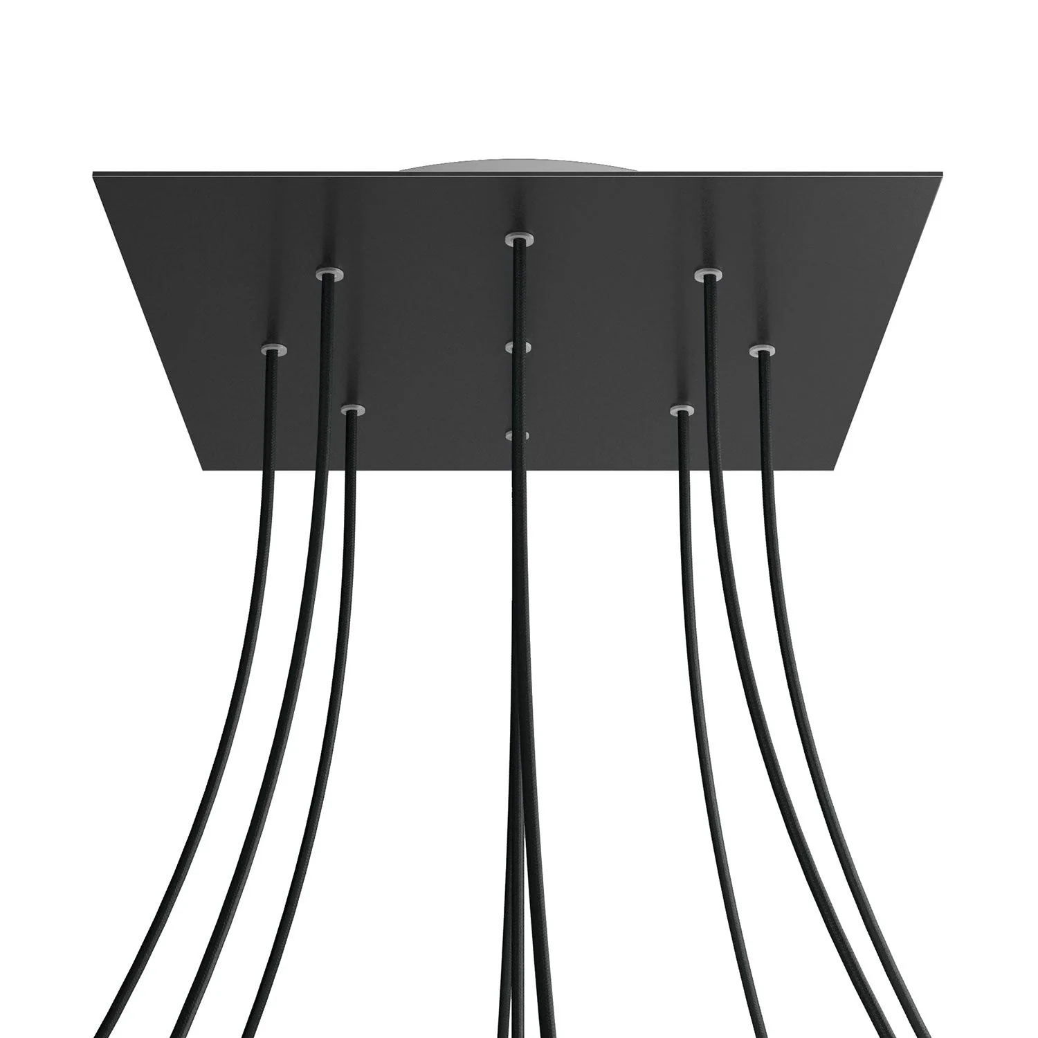 XXL Rose-One square ceiling rose, 400 mm with 9 holes and 4 side holes - Matt Black