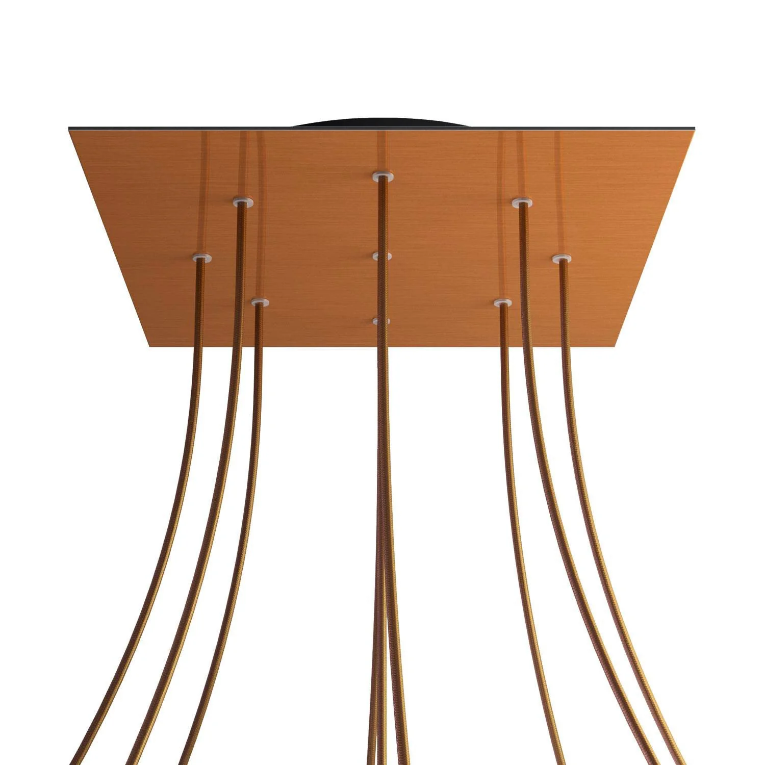 XXL Rose-One square ceiling rose, 400 mm with 9 holes and 4 side holes - Satin copper Dibond - Image 8