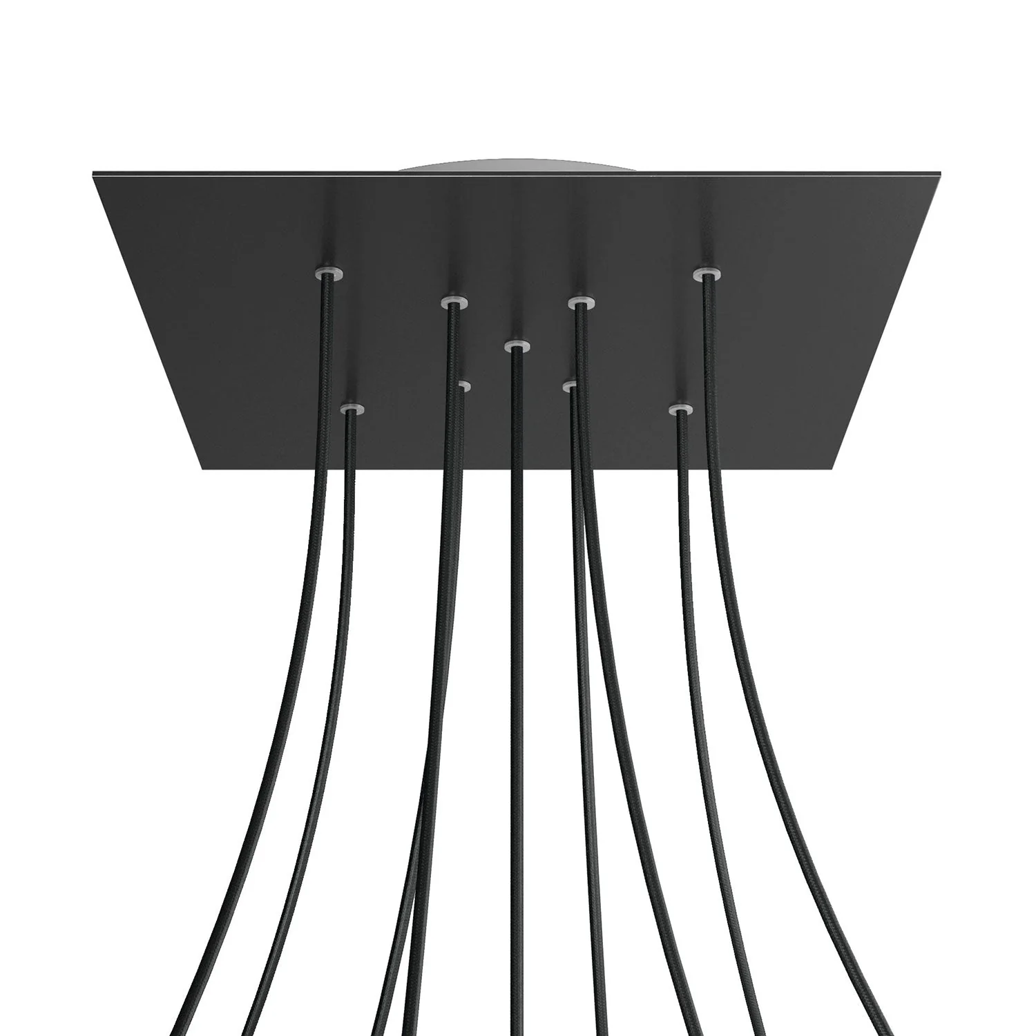 XXL Ceiling rose Rose-One square, 400 mm with 9 X-shaped holes and 4 side holes – Matt black
