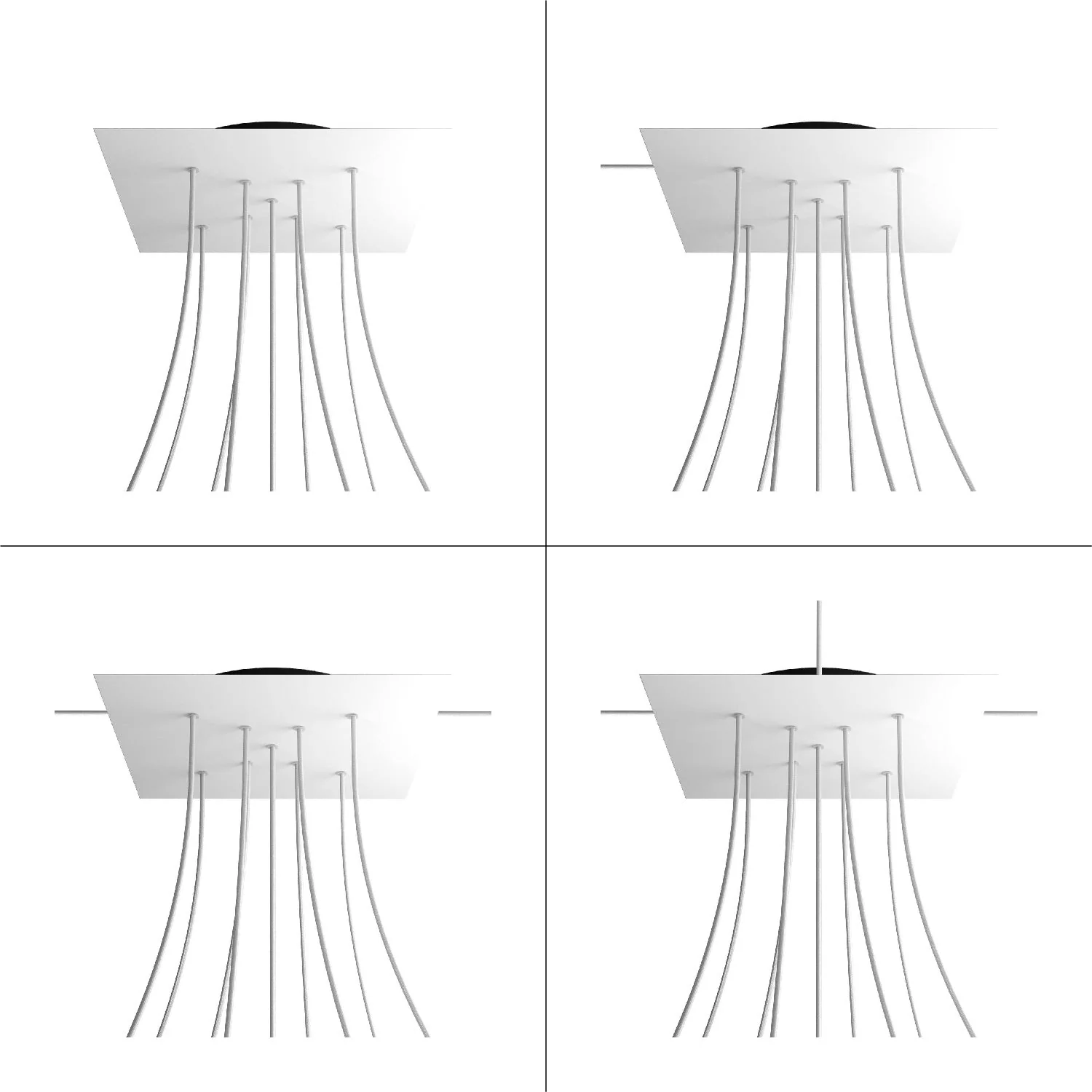 XXL Rose-One square ceiling rose, 400 mm with 9 X-shaped holes and 4 side holes - Wood - Image 9