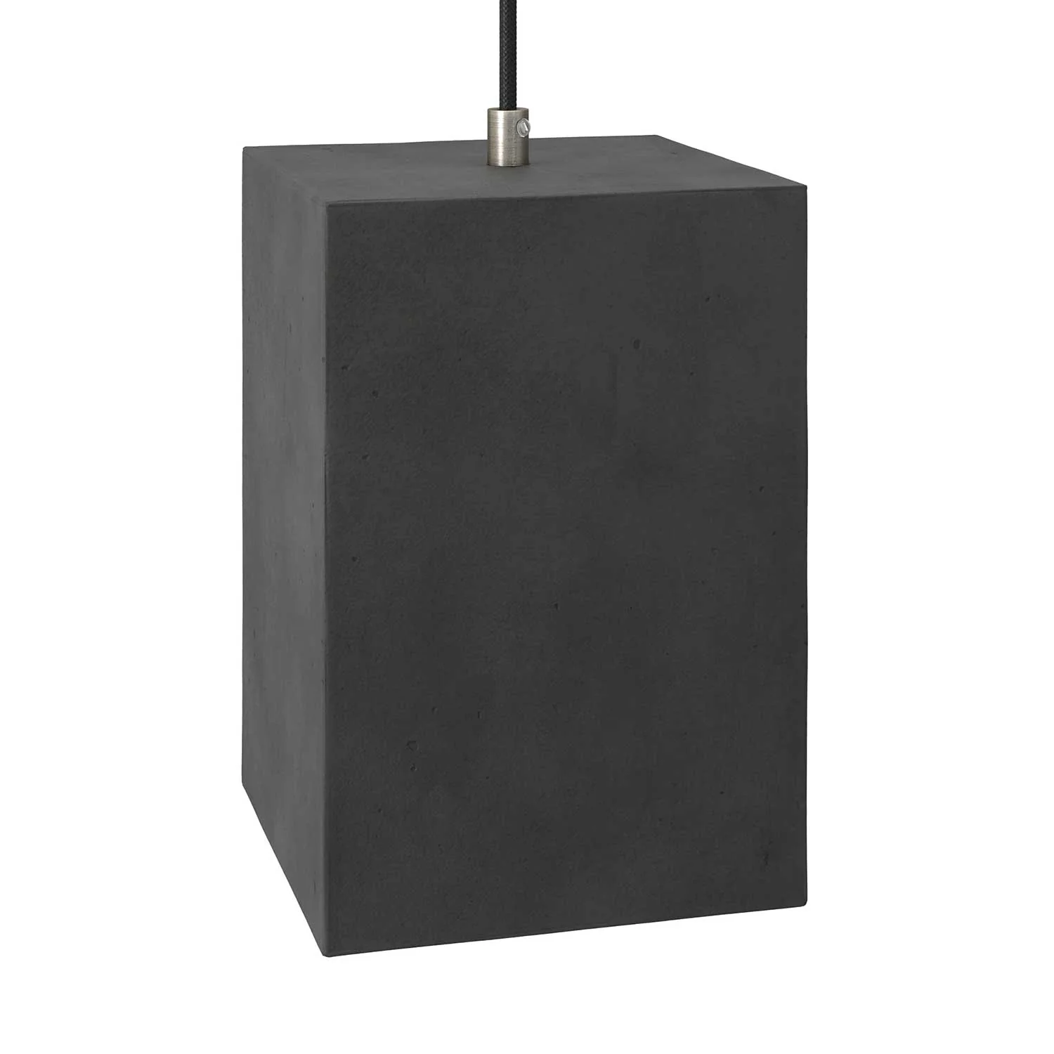 Cement cube lampshade for pendant lamp, complete with cable clamp and E27 lamp holder - Dark cement
