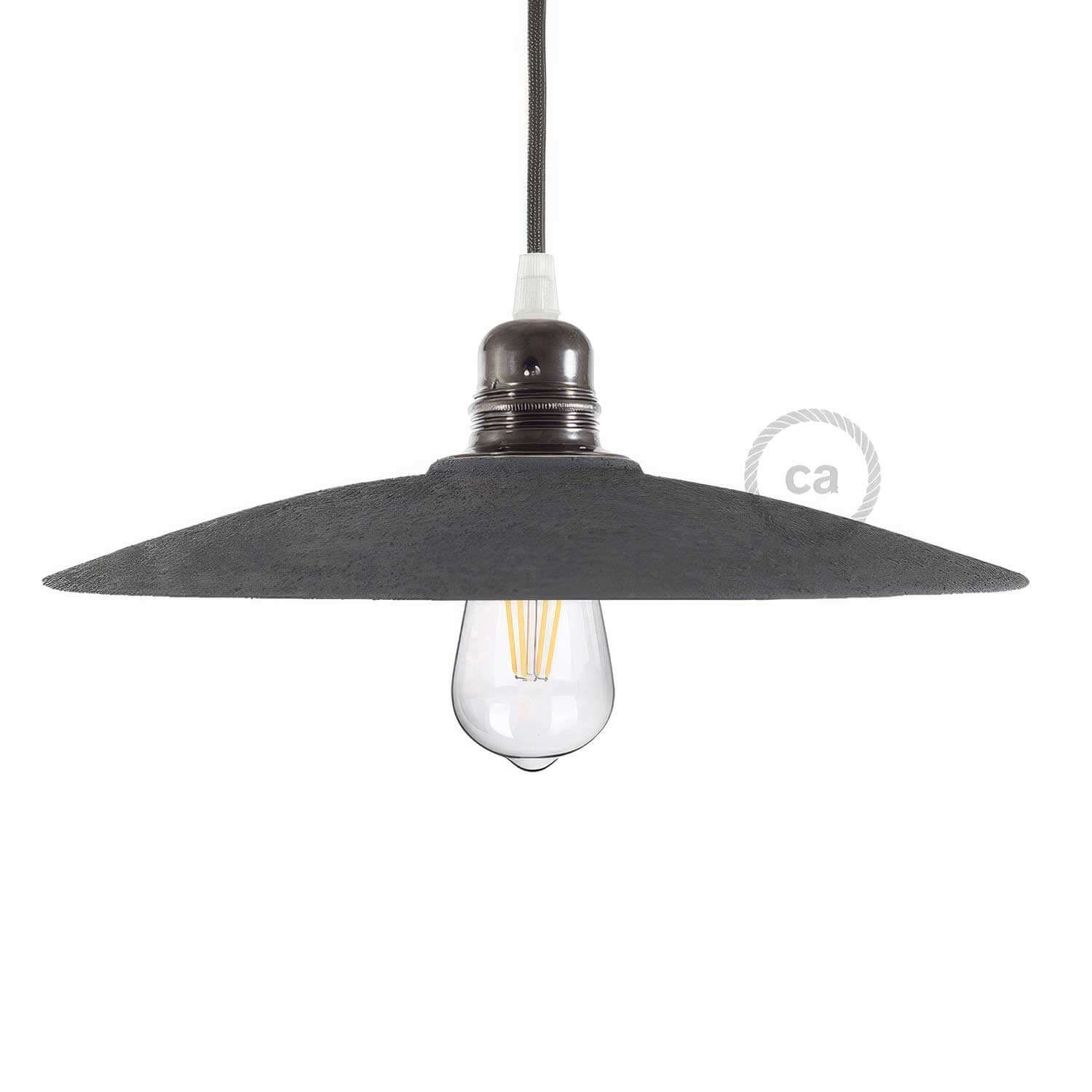 Flat ceramic Lampshade for pendant light - Made in Italy - Cement effect
