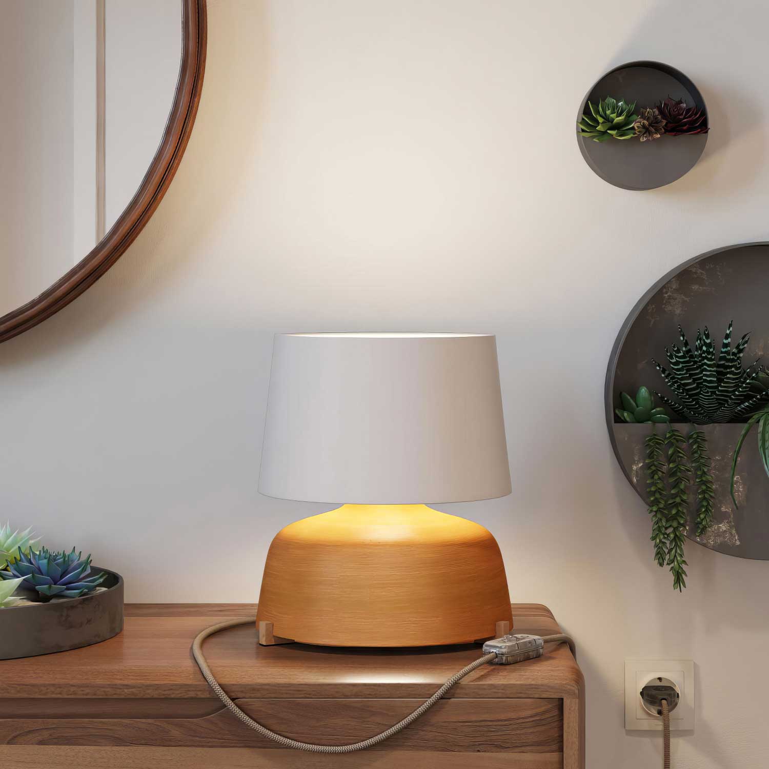Table lamp in Coppa ceramic with Athena lampshade - White - Image 2