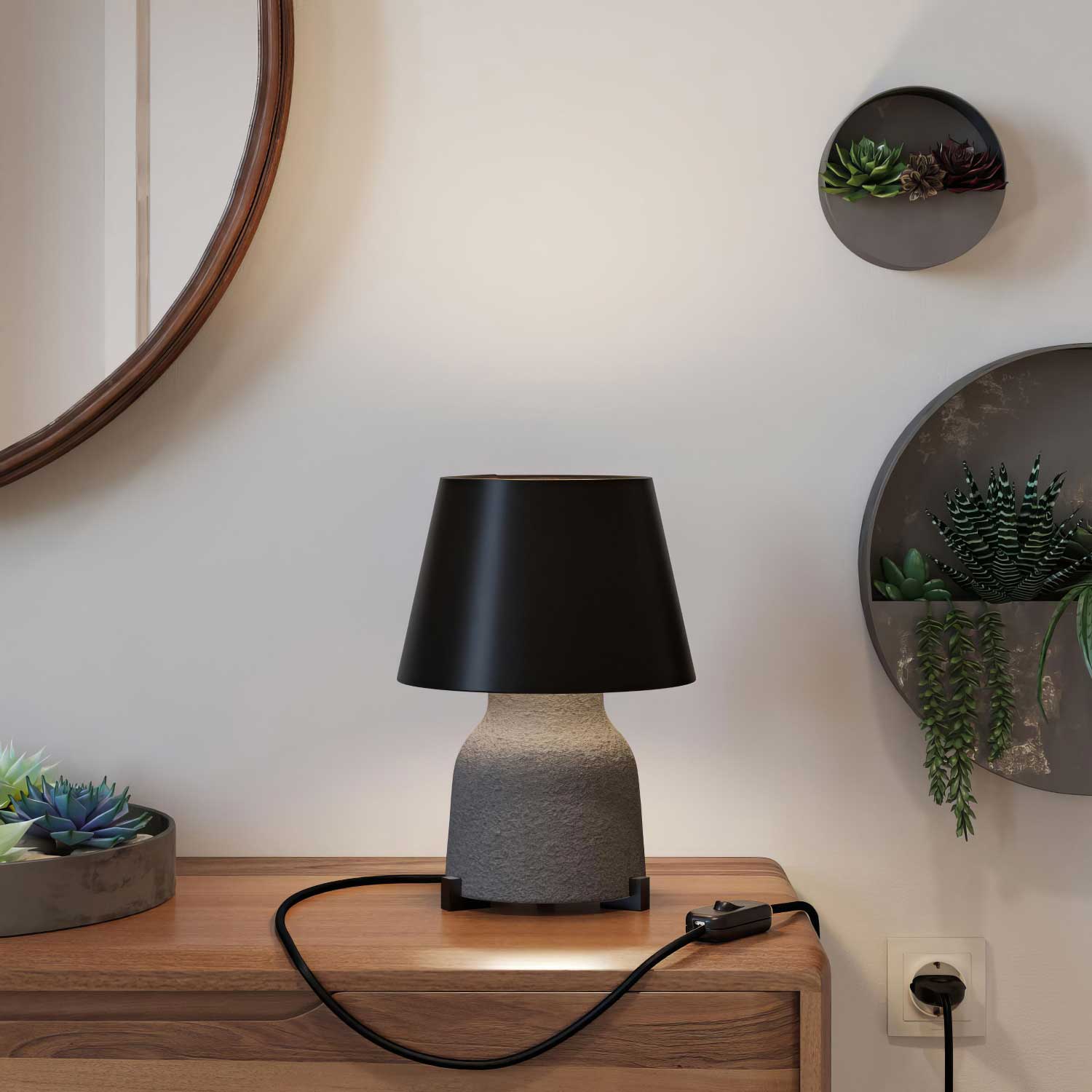 Table lamp in ceramic Vase with Impero lampshade - Black - Image 2