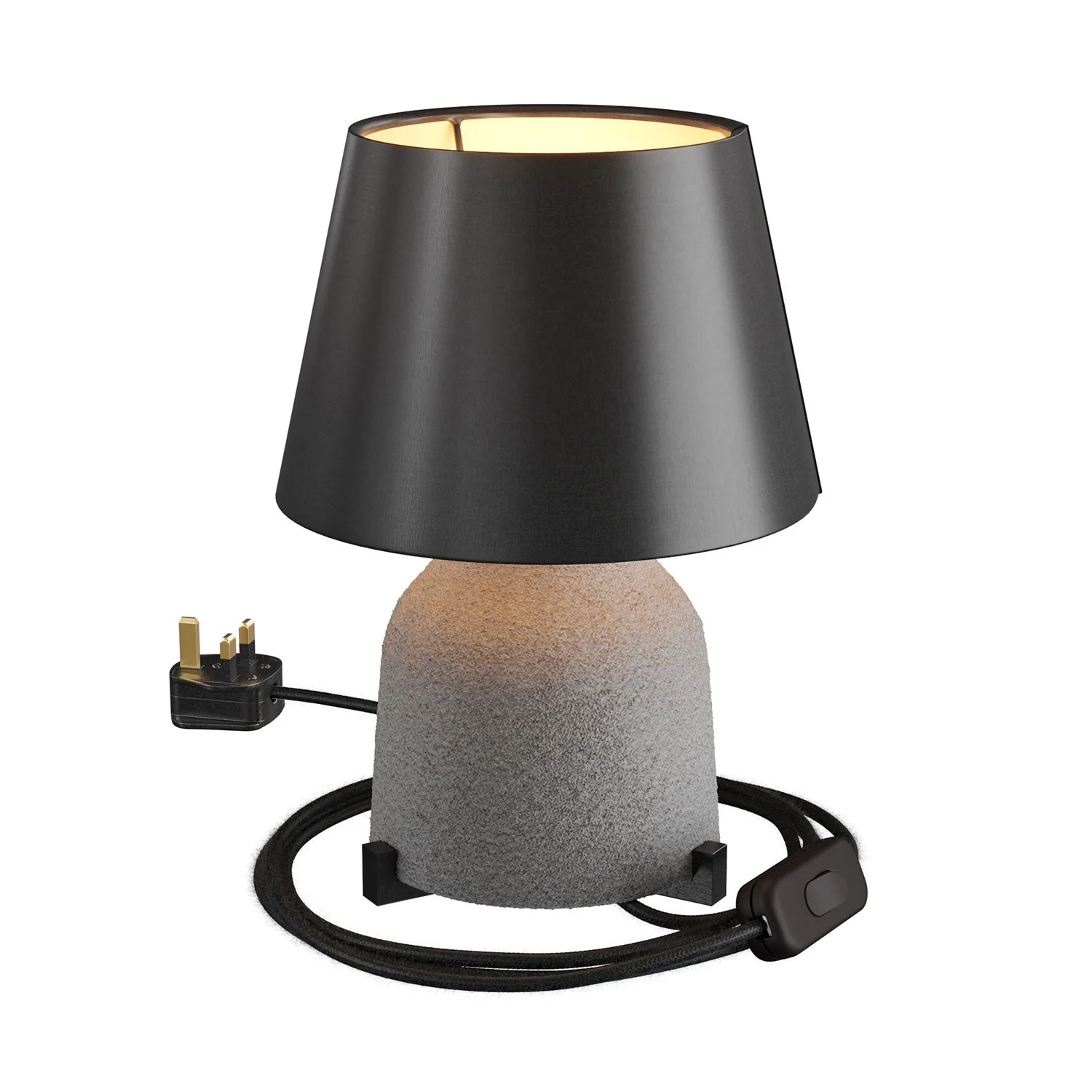 Ceramic Table Lamp Vase with Impero Lampshade and UK plug – Black