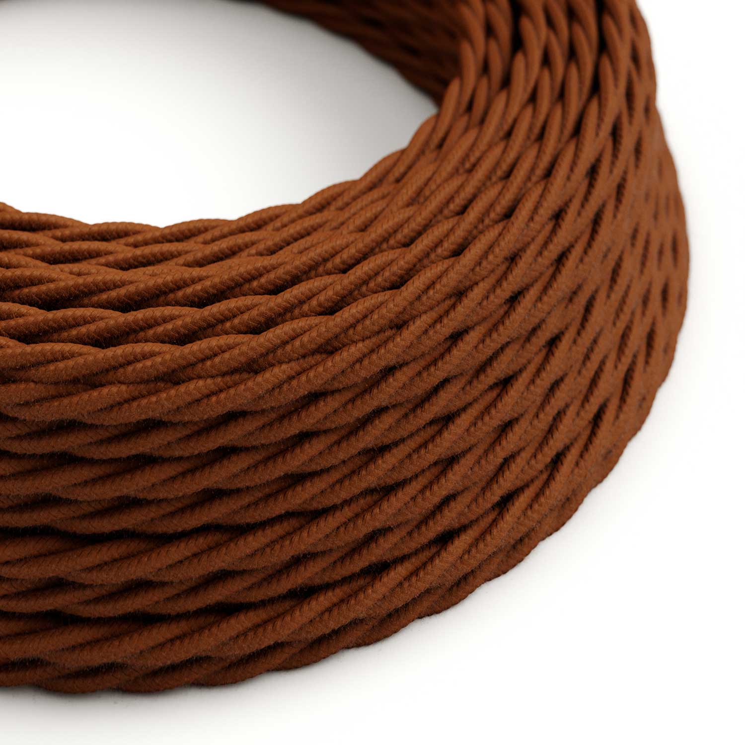 Electric cable in Cinnamon Brown braided cotton - The Original Creative Cables, ideal for creative lamps - TC23