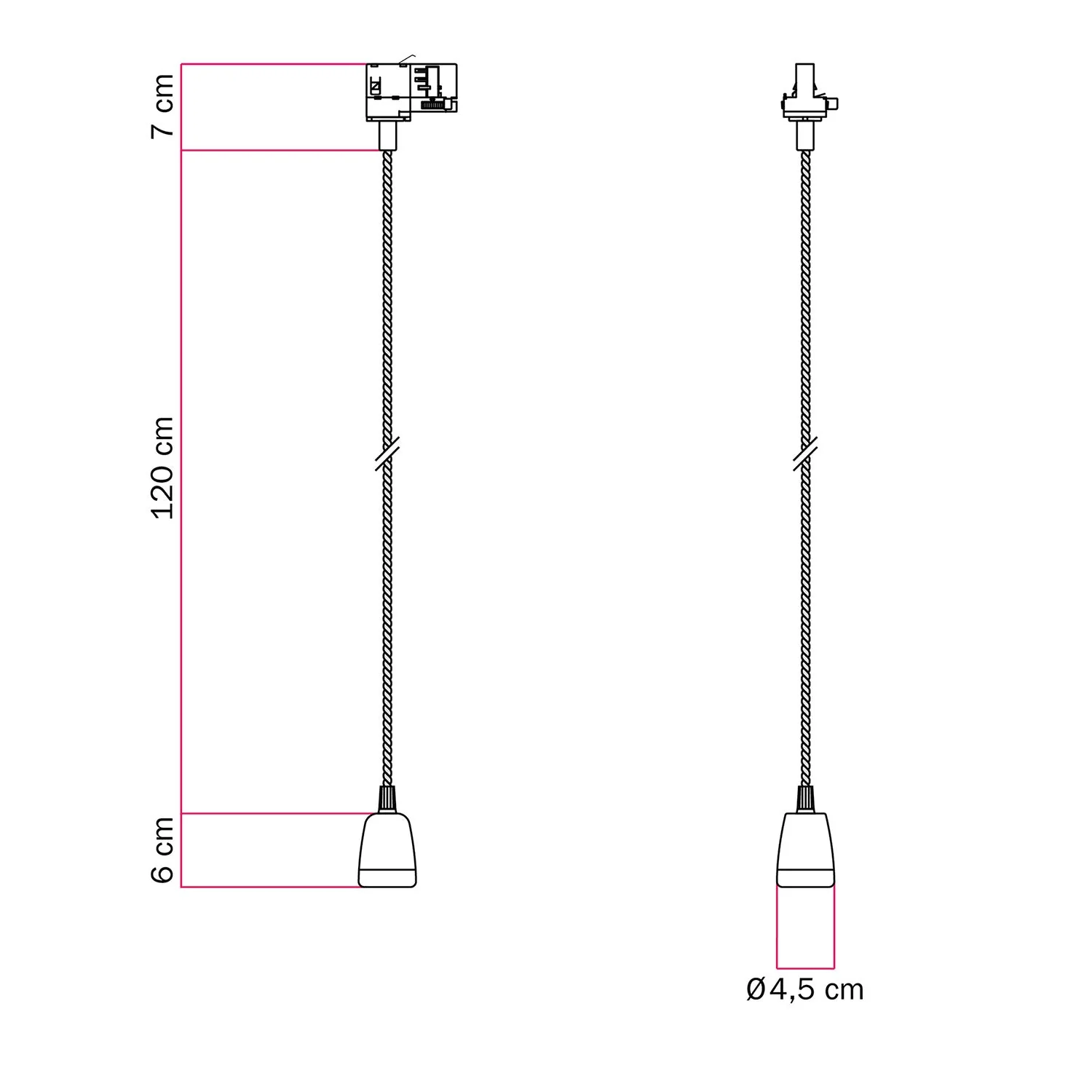 Classic pendant lamp for tracks with porcelain finishes - White - Image 6