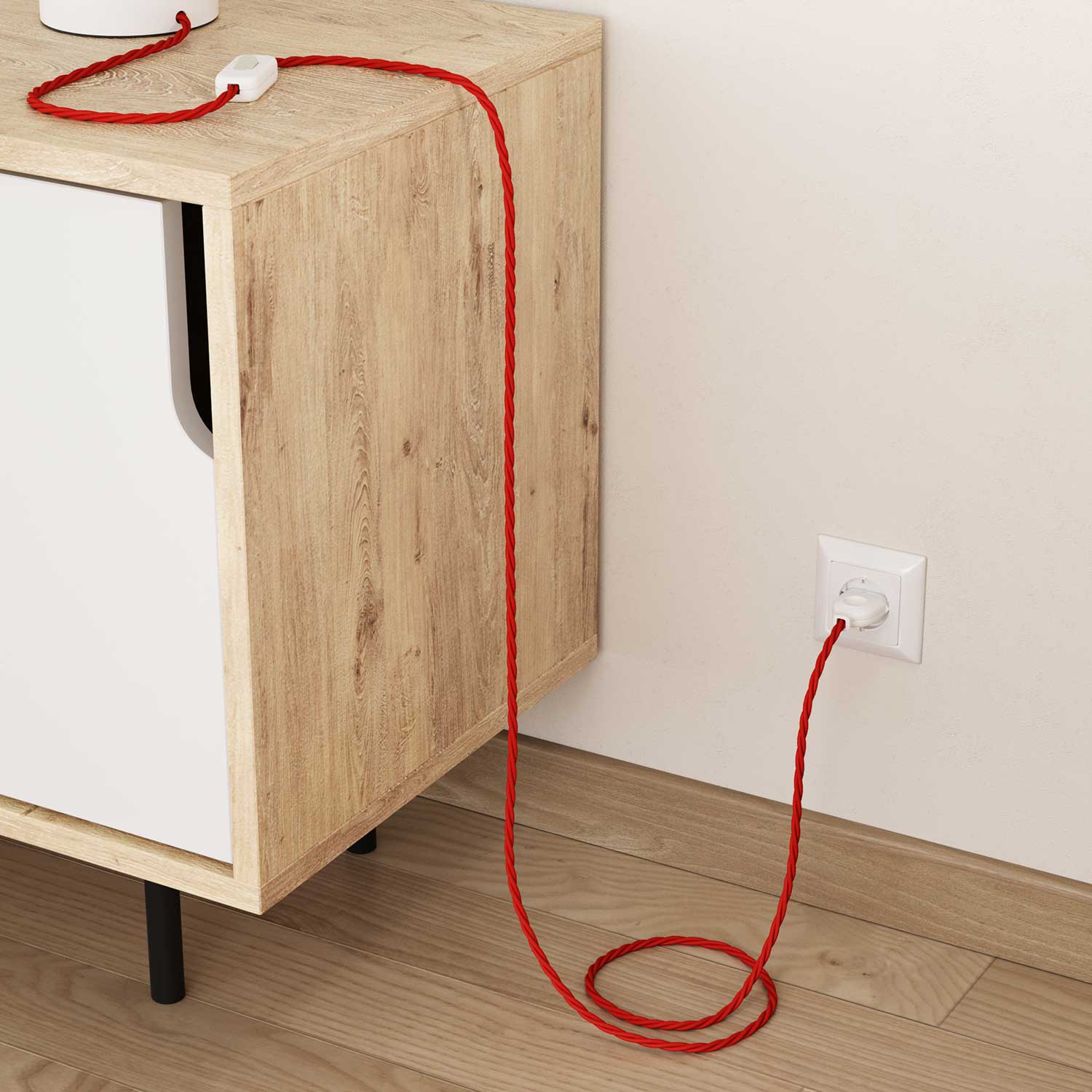 Electric cable with Fire Red braided covering - The Original Creative Cables, for customised lamps - TM09 - Image 3