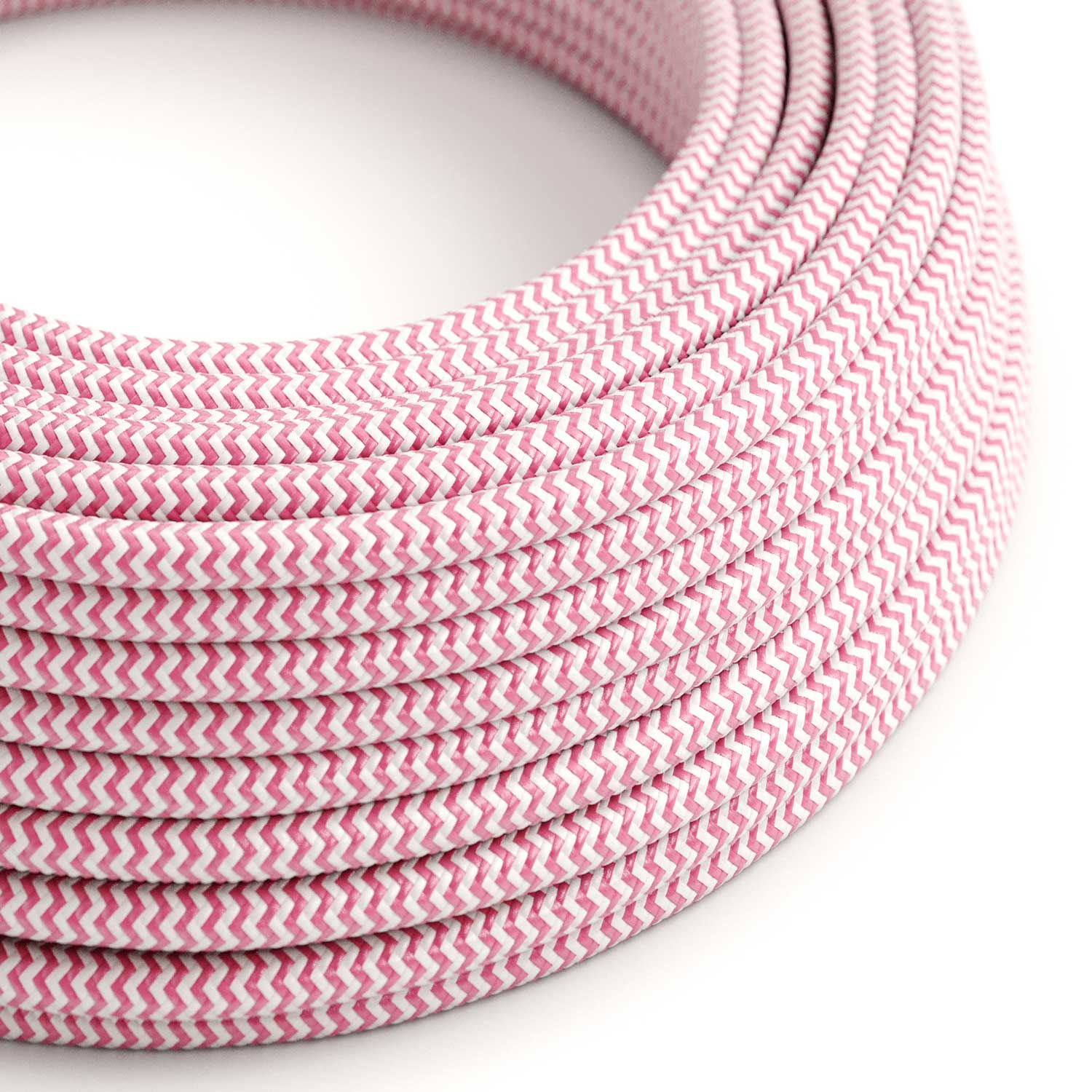 Cloth Covered Wire - Fuchsia & White Chevron RZ08 - UL Listed