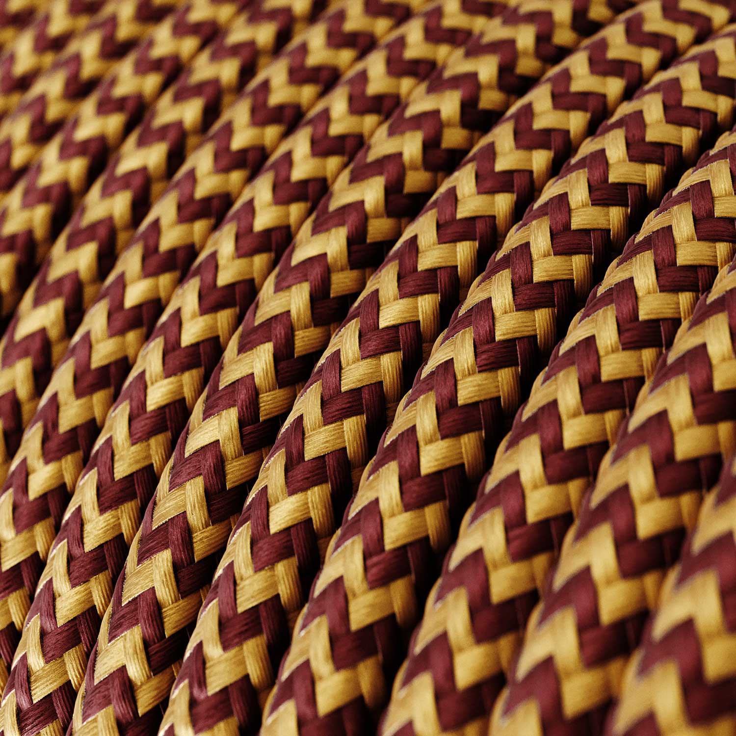 Cloth Covered Wire - Gold & Burgundy Rayon Chevron RZ23 - UL Listed - Image 2
