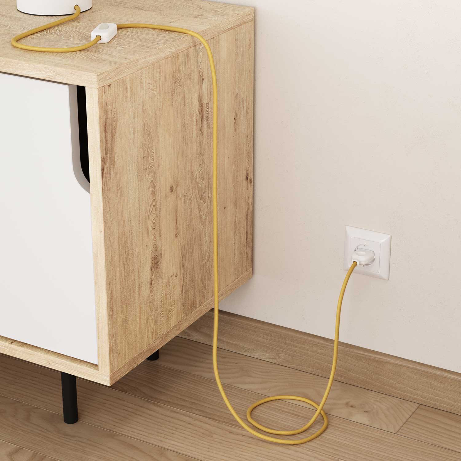 Pastel Yellow cotton coloured electric cable – The Original Creative Cables, for colourful lamps – RC10 - Image 3