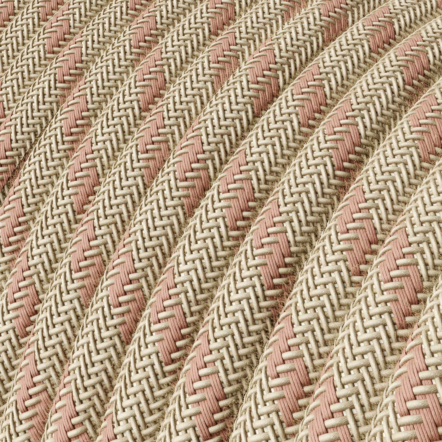 Cloth Covered Wire - Natural & Pink Linen Stripe RD51 - UL Listed - Image 2