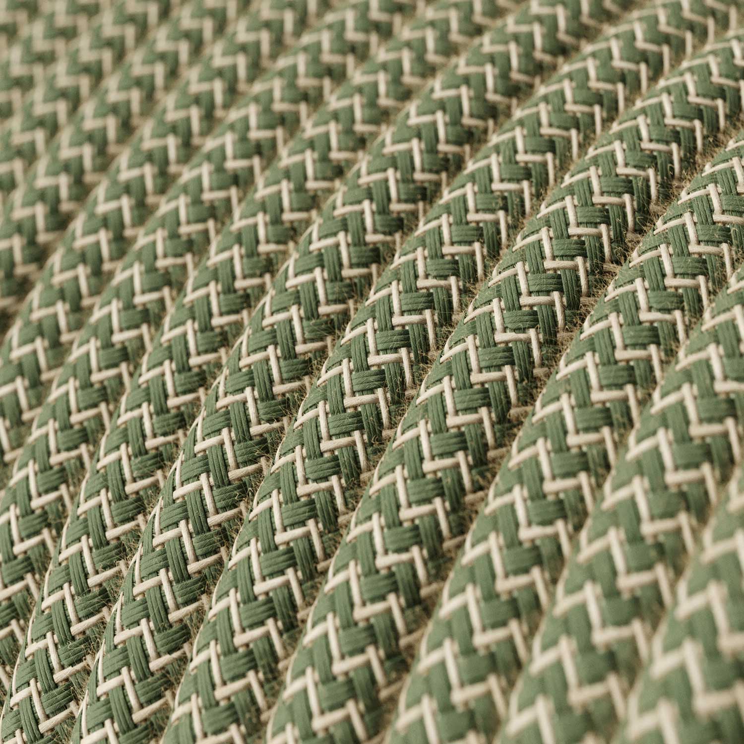 Cloth Covered Wire - Natural & Thyme Green Linen Chevron RD72 - UL Listed - Image 2