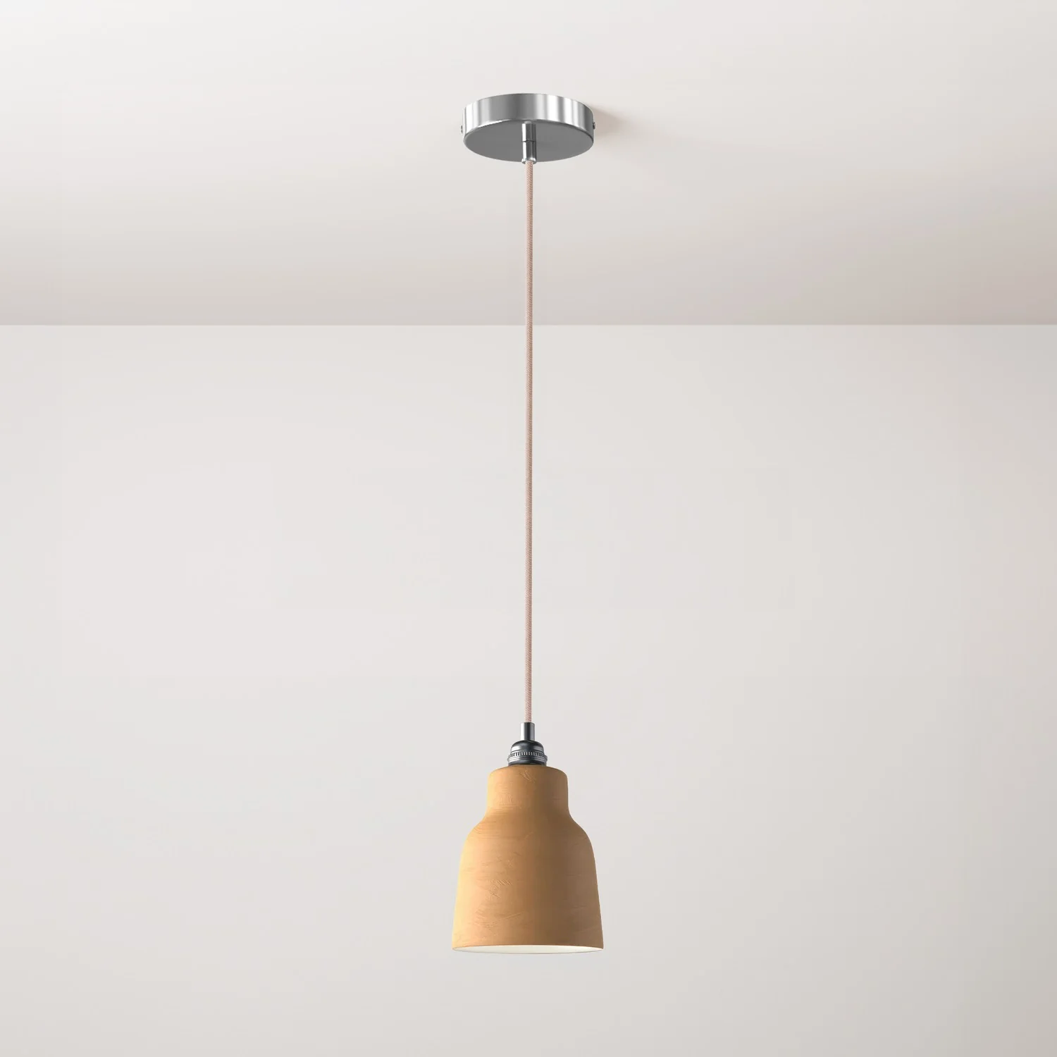 Pendant lamp complete with fabric cable, Vaso ceramic lampshade and metal finishes - Striated terracotta
