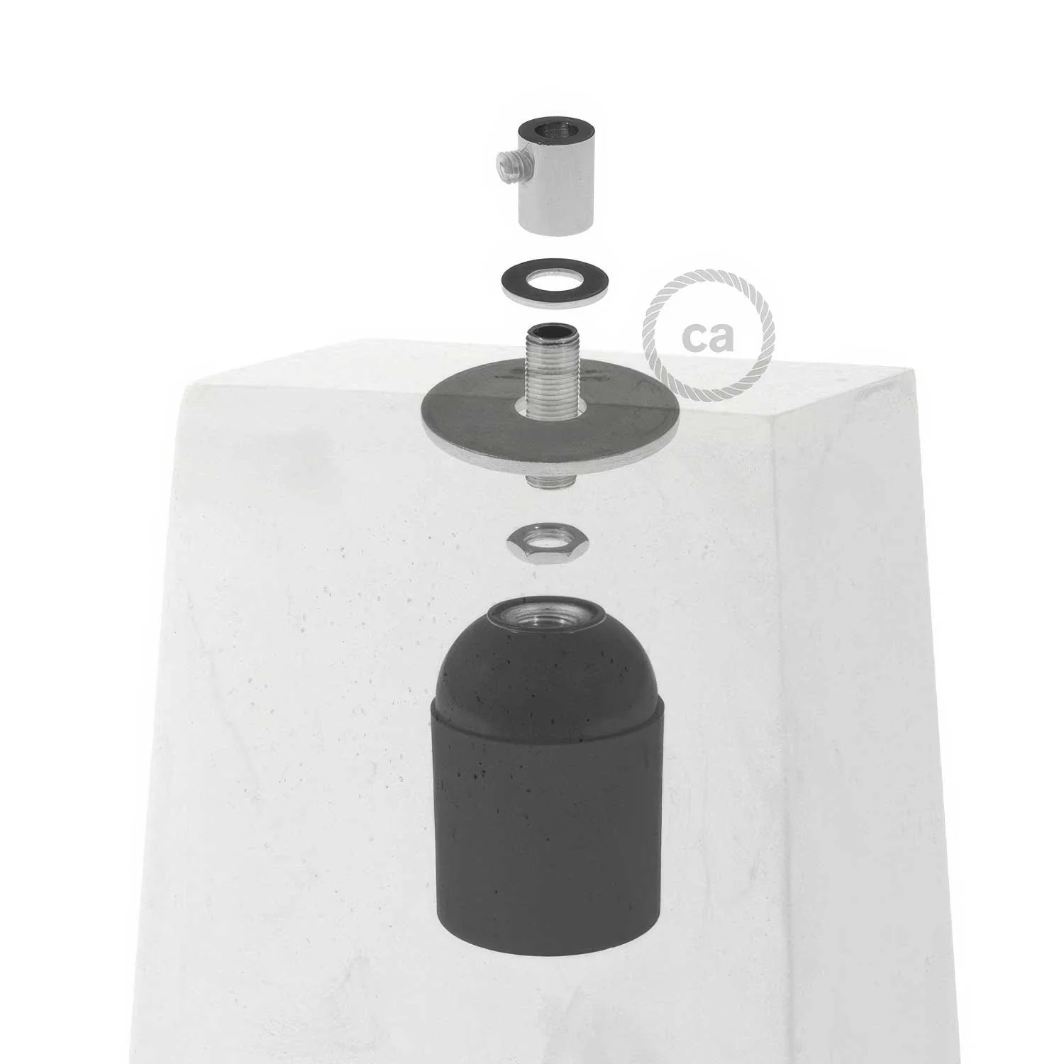 Prisma concrete lampshade for pendant lamp, complete with cable clamp and E27 lamp holder - Light concrete - Image 4