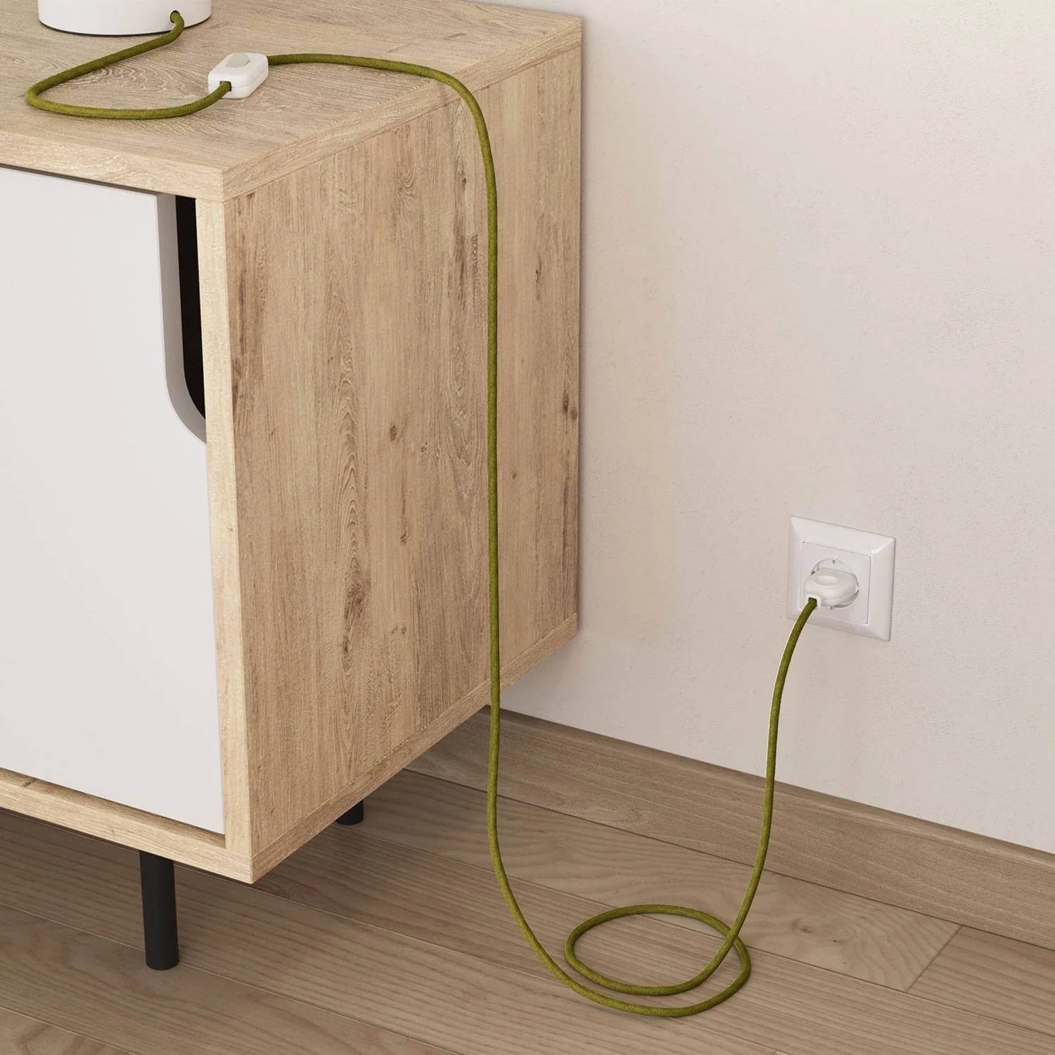 Green Hay jute-covered electric cable - The Original Creative Cables, for original DIY lamps - RN23 - Image 3