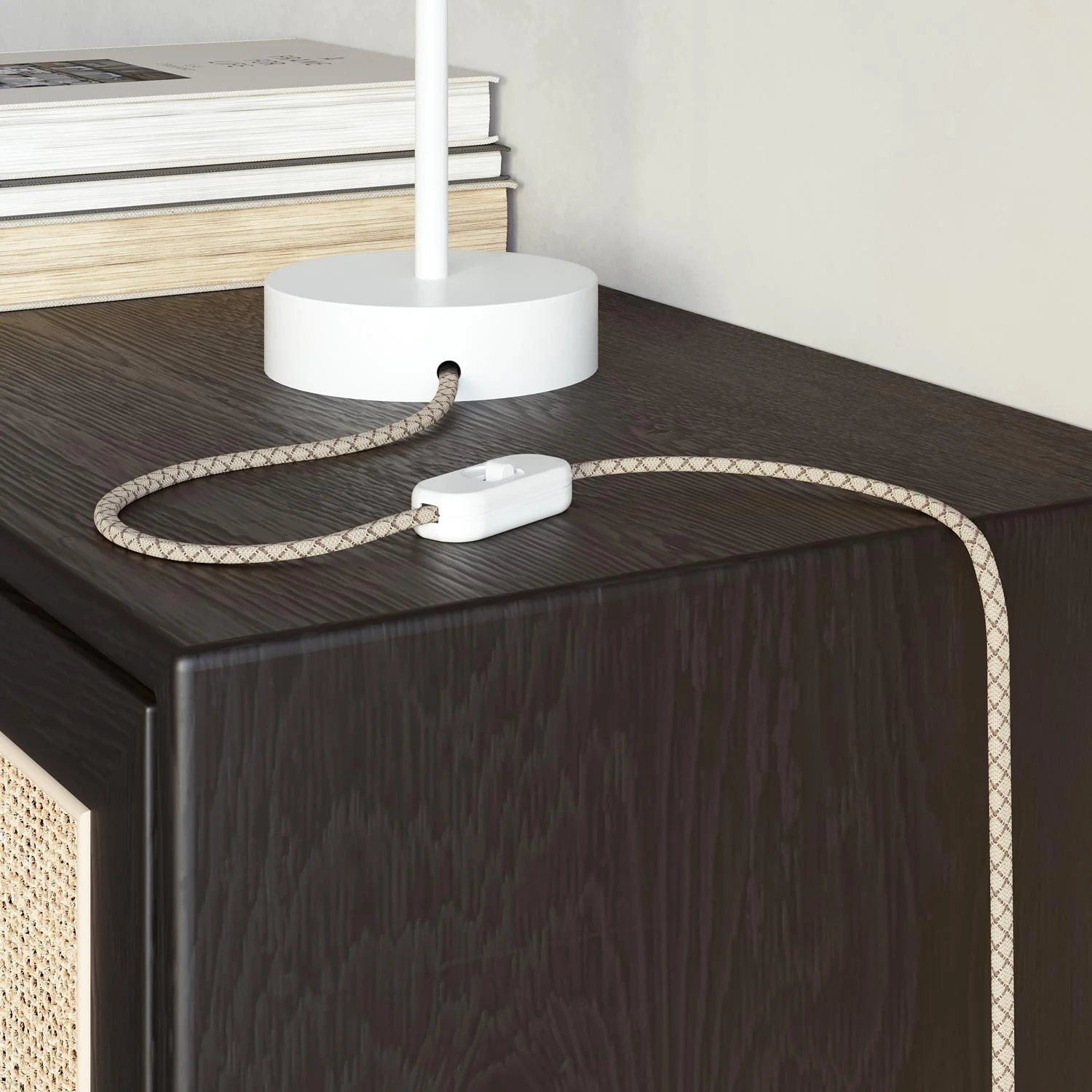 Flat textile Cord Linen Bark and Beige Diamond - PD63 - Image 3
