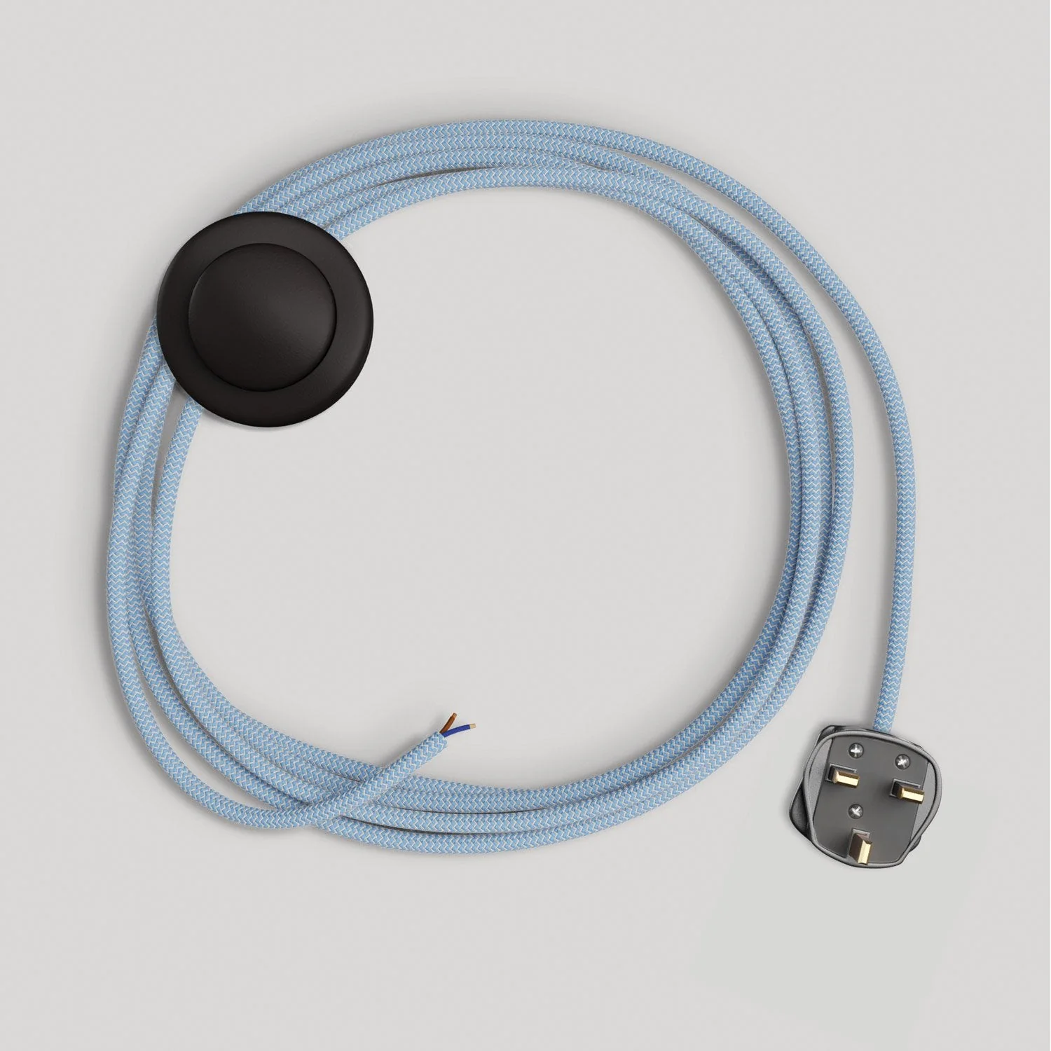 Wiring for lamp with Steward blue cotton cable 3 m and UK plug