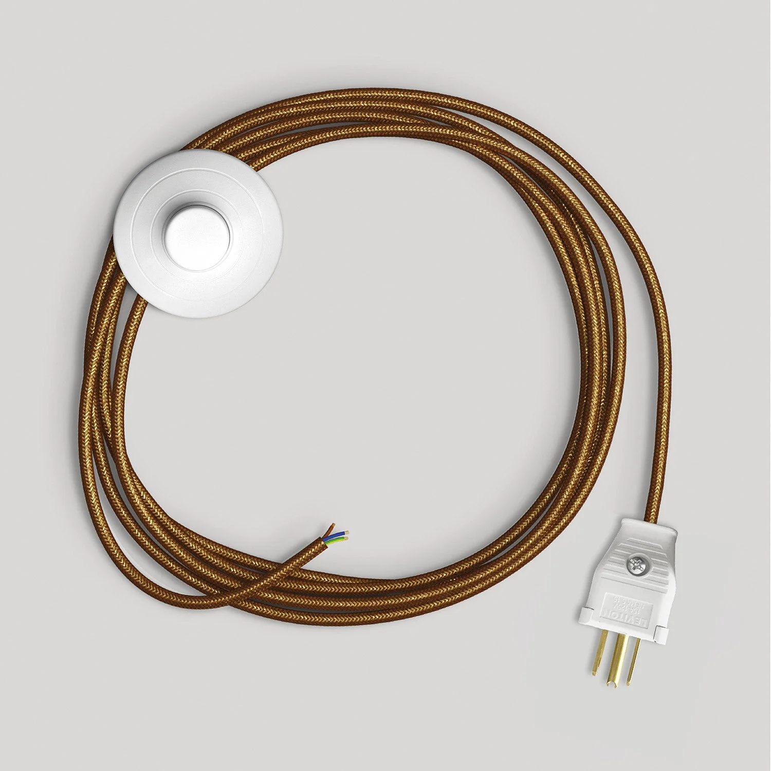 Cord set for lamp with polished and glittered copper cable, 10 ft