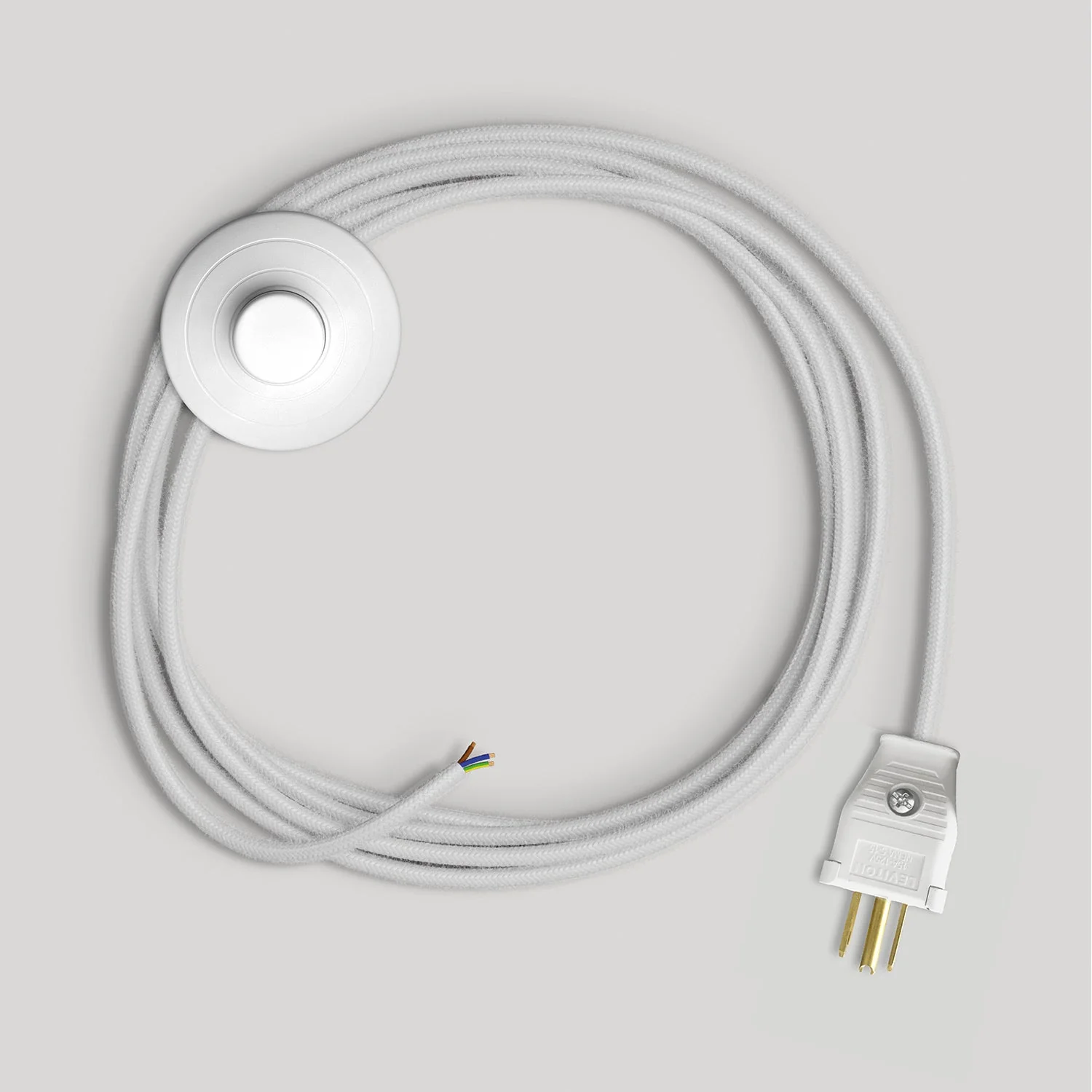 Cord set for lamp with white cotton cable, 10 ft