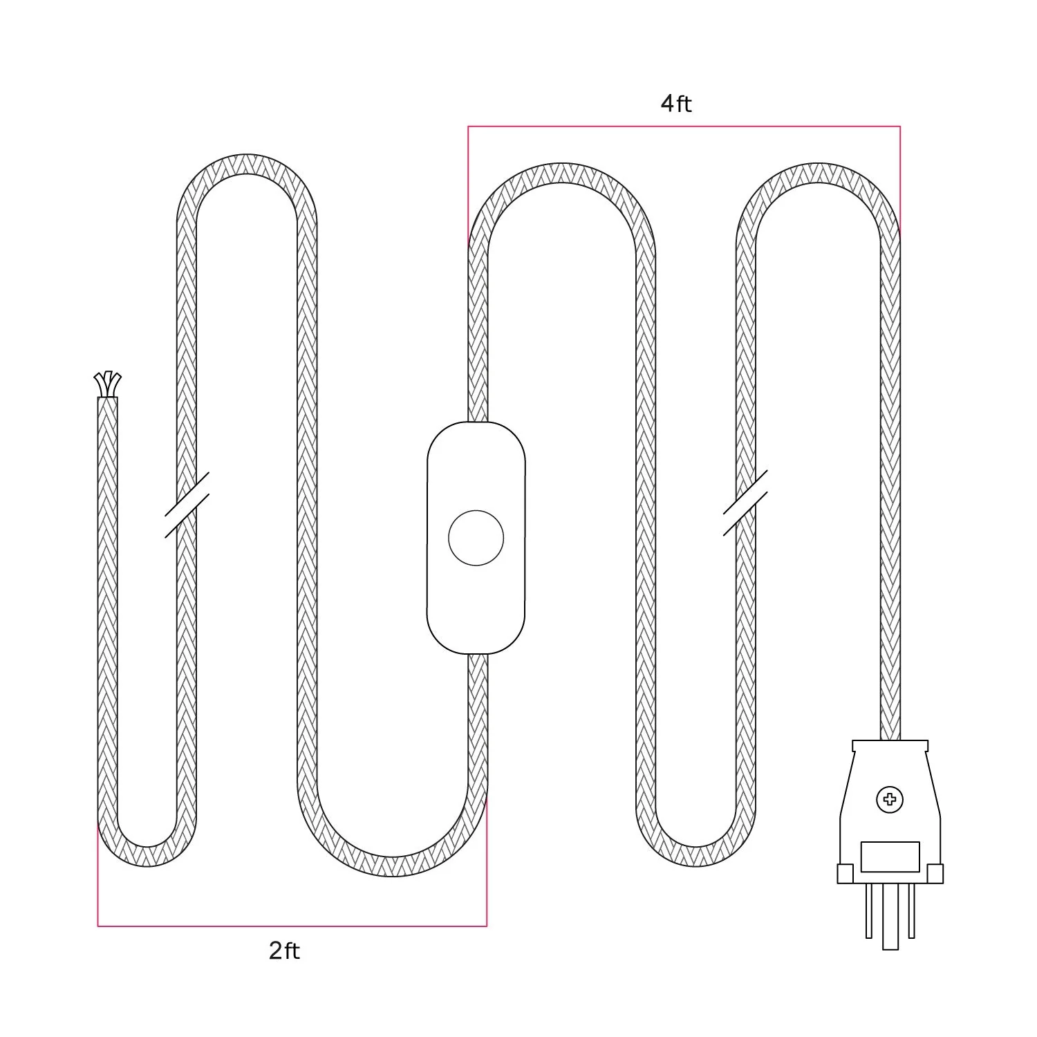 Cord set for lamp with white cotton cable 6 ft - Image 3
