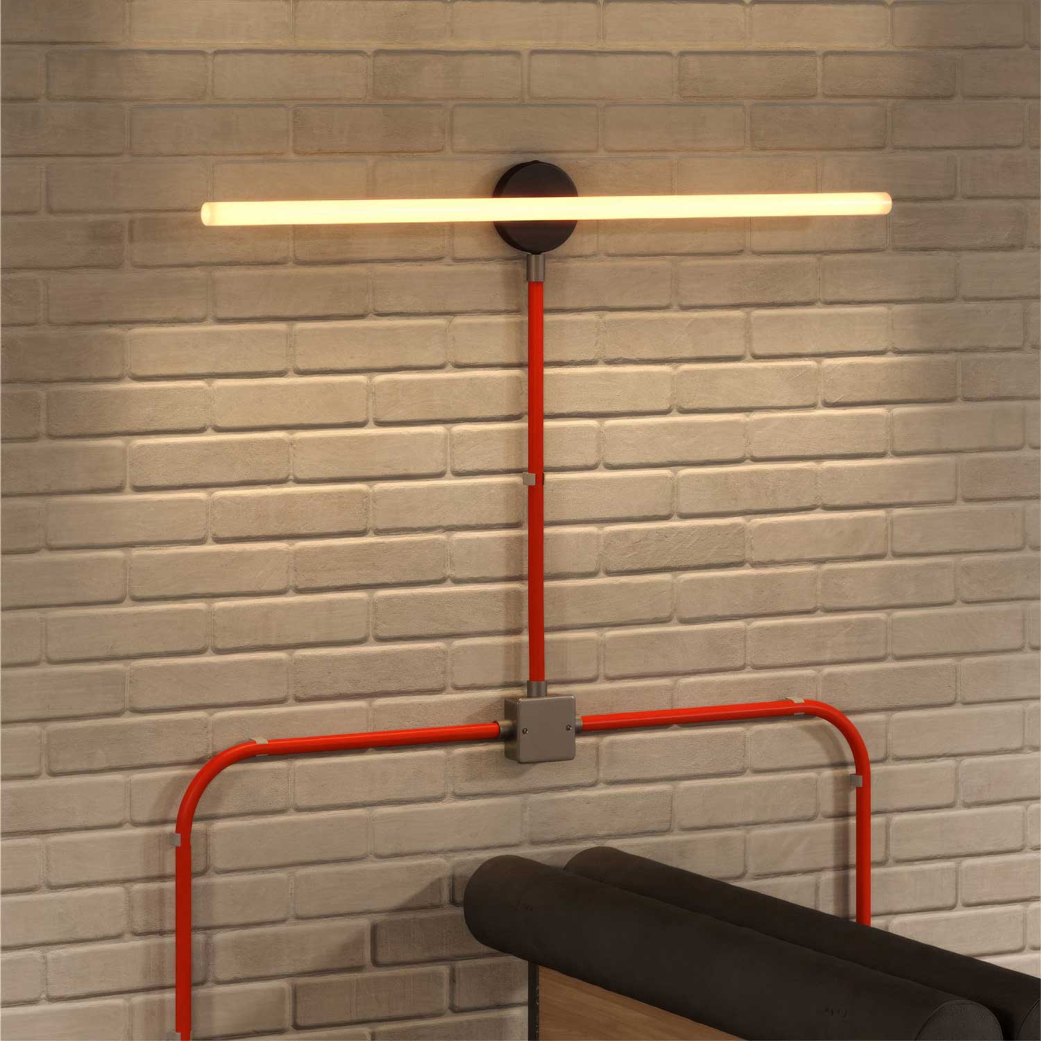 Creative-Tube, 20 mm diameter, covered in RF15 Orange Fluorescent Silk Effect fabric, flexible cable conduit - Image 3