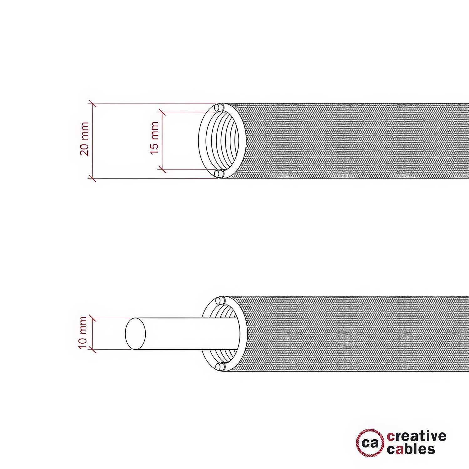 Creative-Tube flexible conduit, solid color Cipria Rayon RM27 fabric covering, 20 mm diameter - Image 5