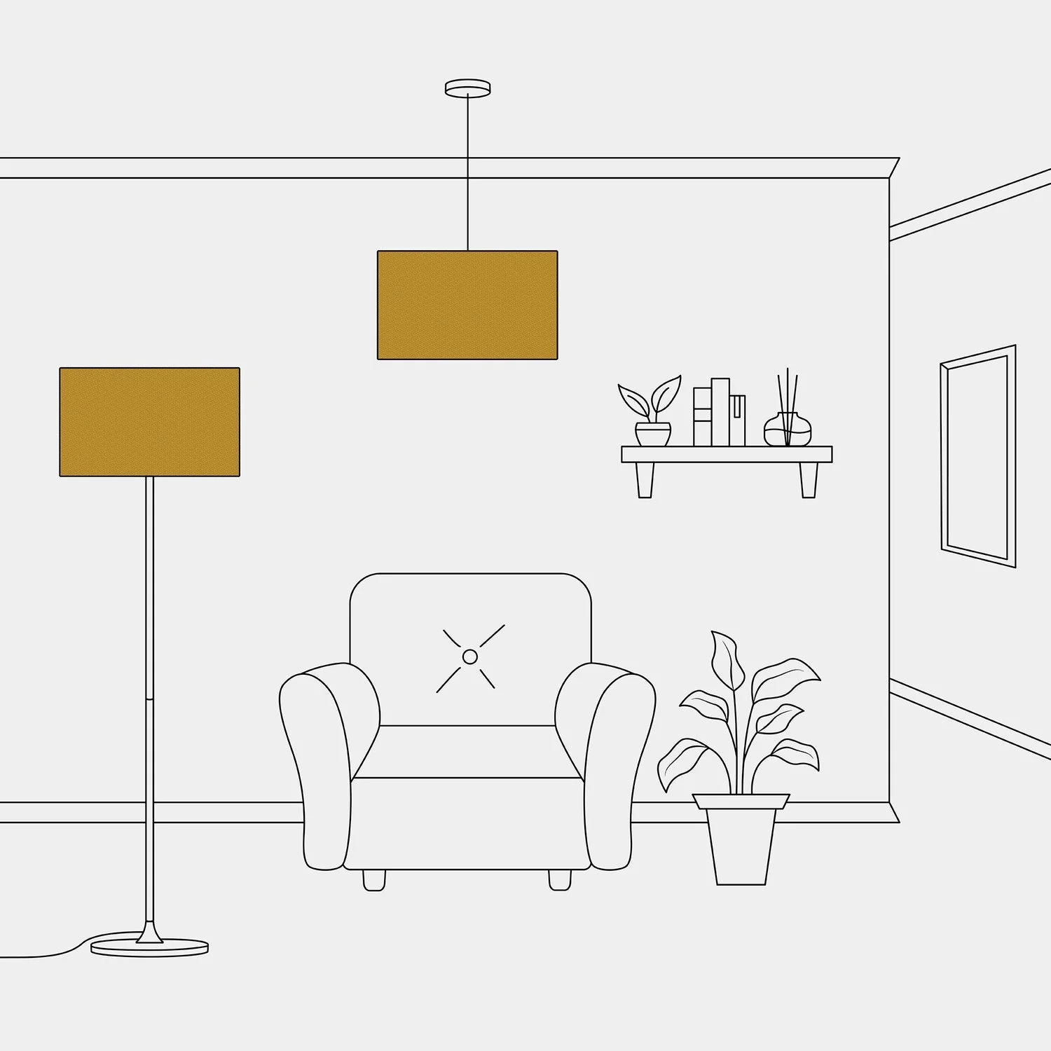 XL Cylinder Lampshade in fabric with E27 fitting - Made in Italy - Mustard Wool - Image 5