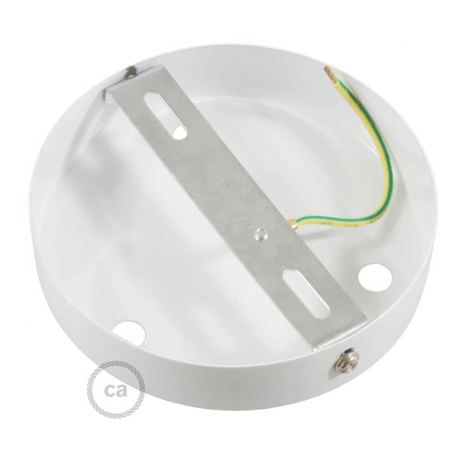 3-hole cylindrical metal ceiling rose kit - Glossy white - Image 4