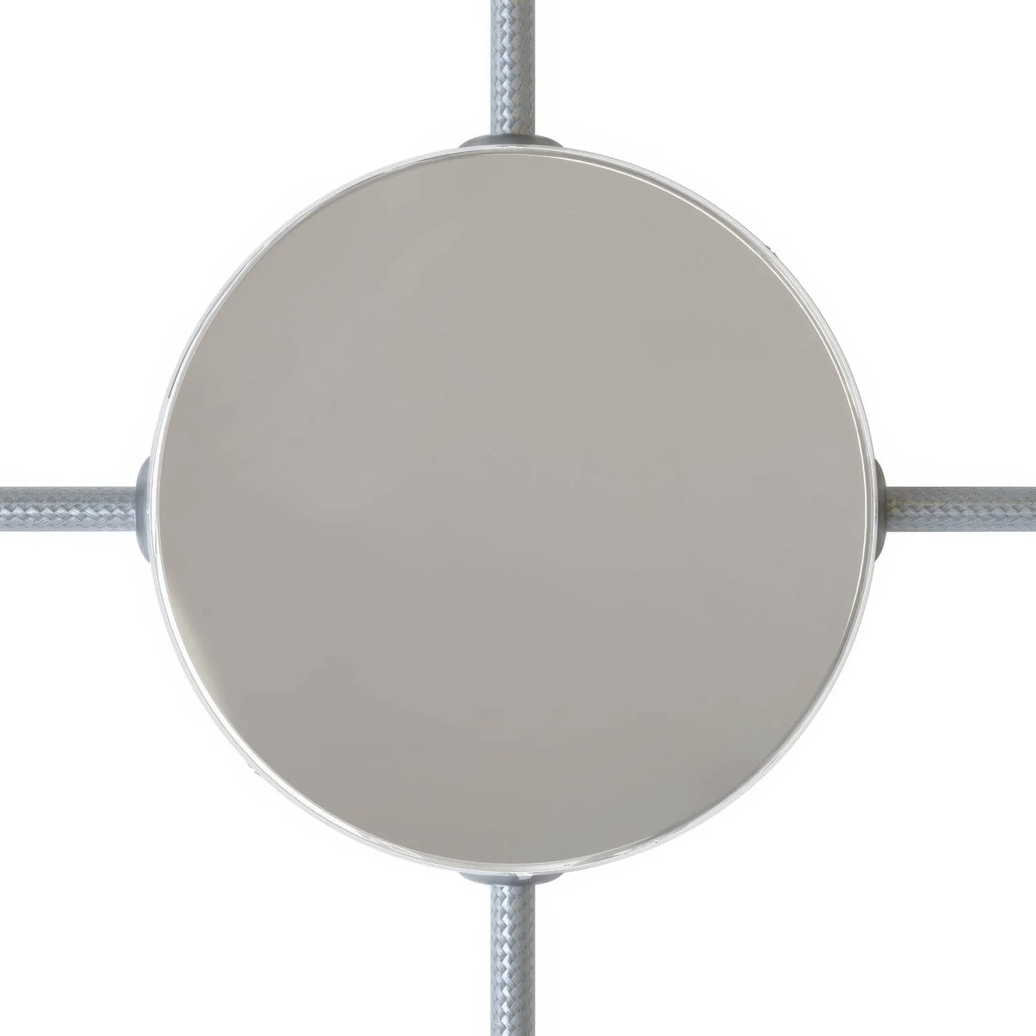 Cylindrical metal ceiling rose kit with 4 side holes (junction box) - Chrome