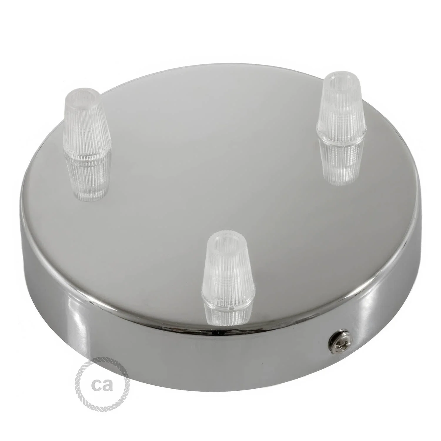 Cylindrical metal ceiling rose kit with 3 holes - Chrome - Image 2