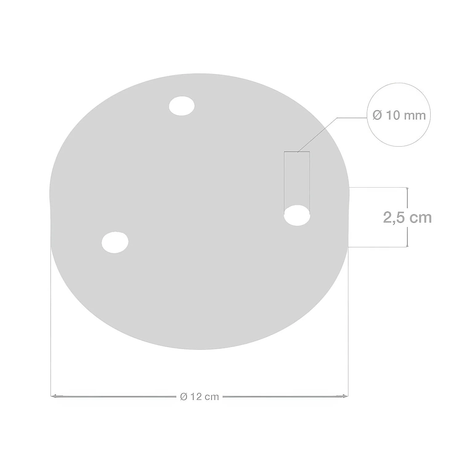 Cylindrical metal ceiling rose kit with 3 holes - Chrome - Image 5