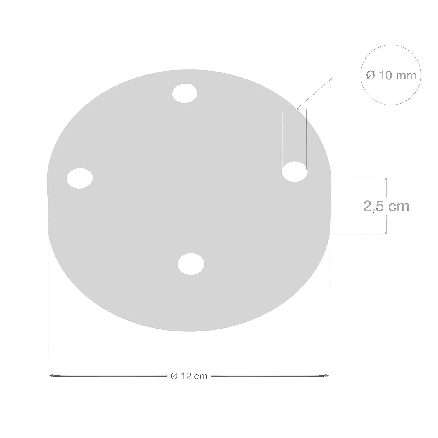 4-hole cylindrical metal ceiling rose kit - Chrome - Image 5