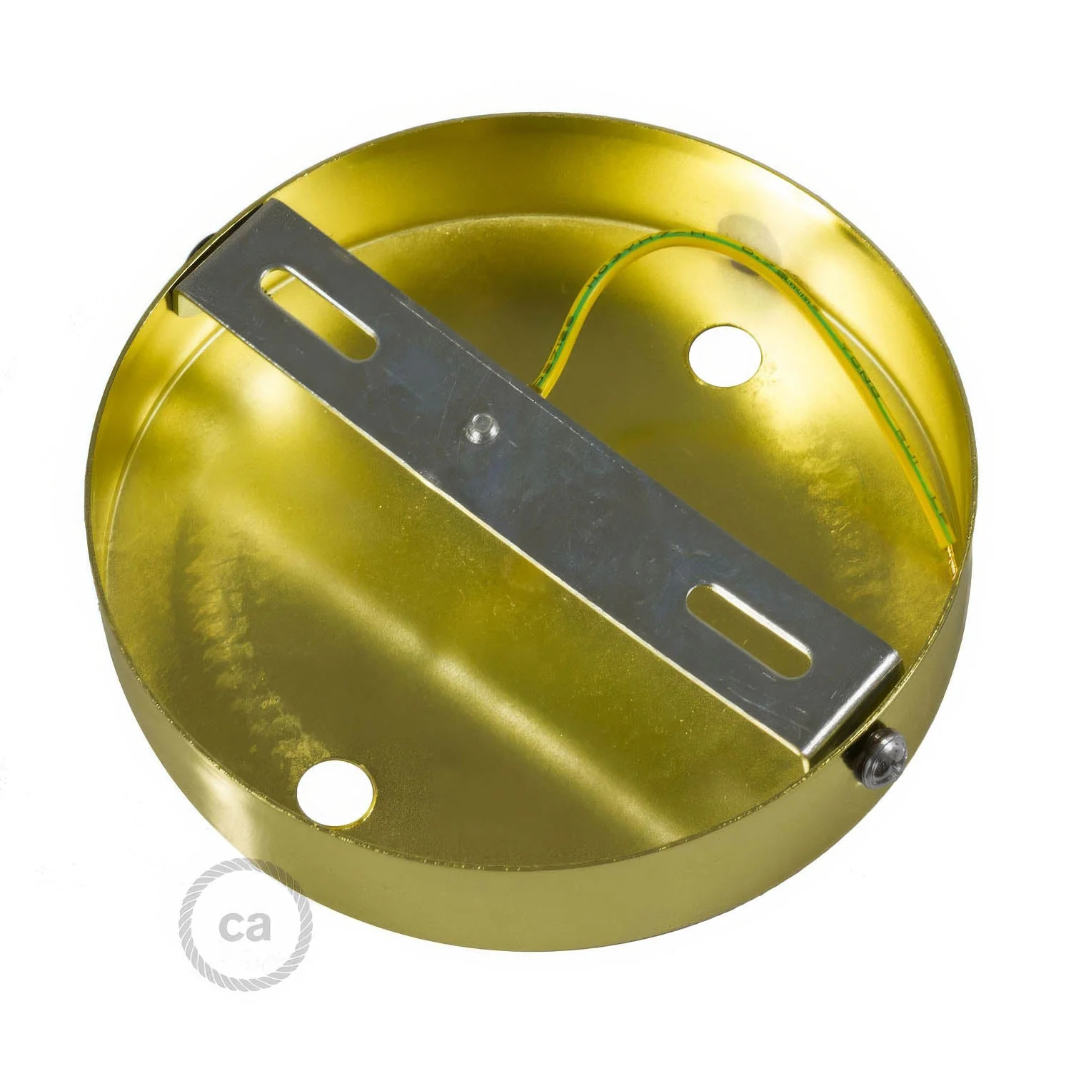 Cylindrical metal ceiling rose kit with 2 holes - Satin bronze - Image 4