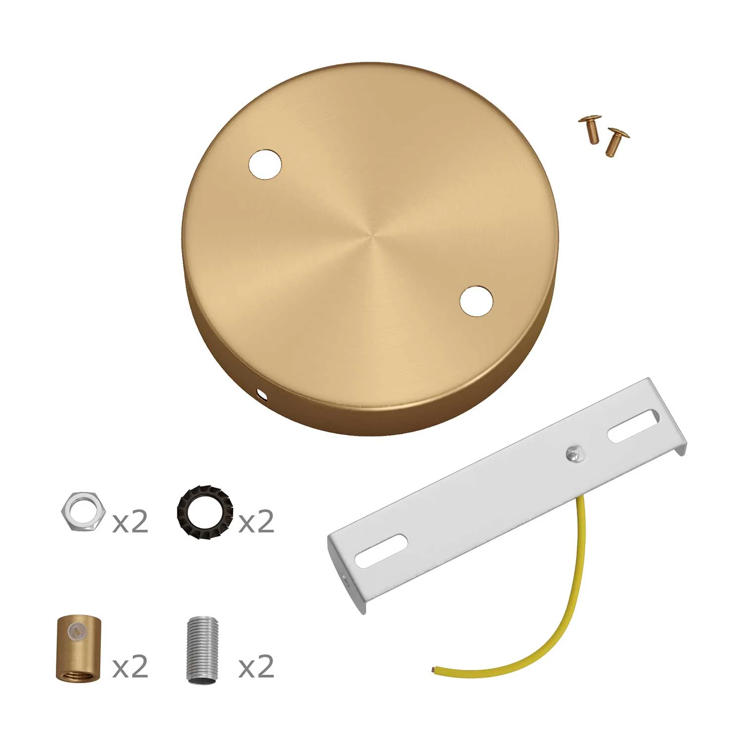 Cylindrical metal ceiling rose kit with 2 holes - Satin bronze - Image 8