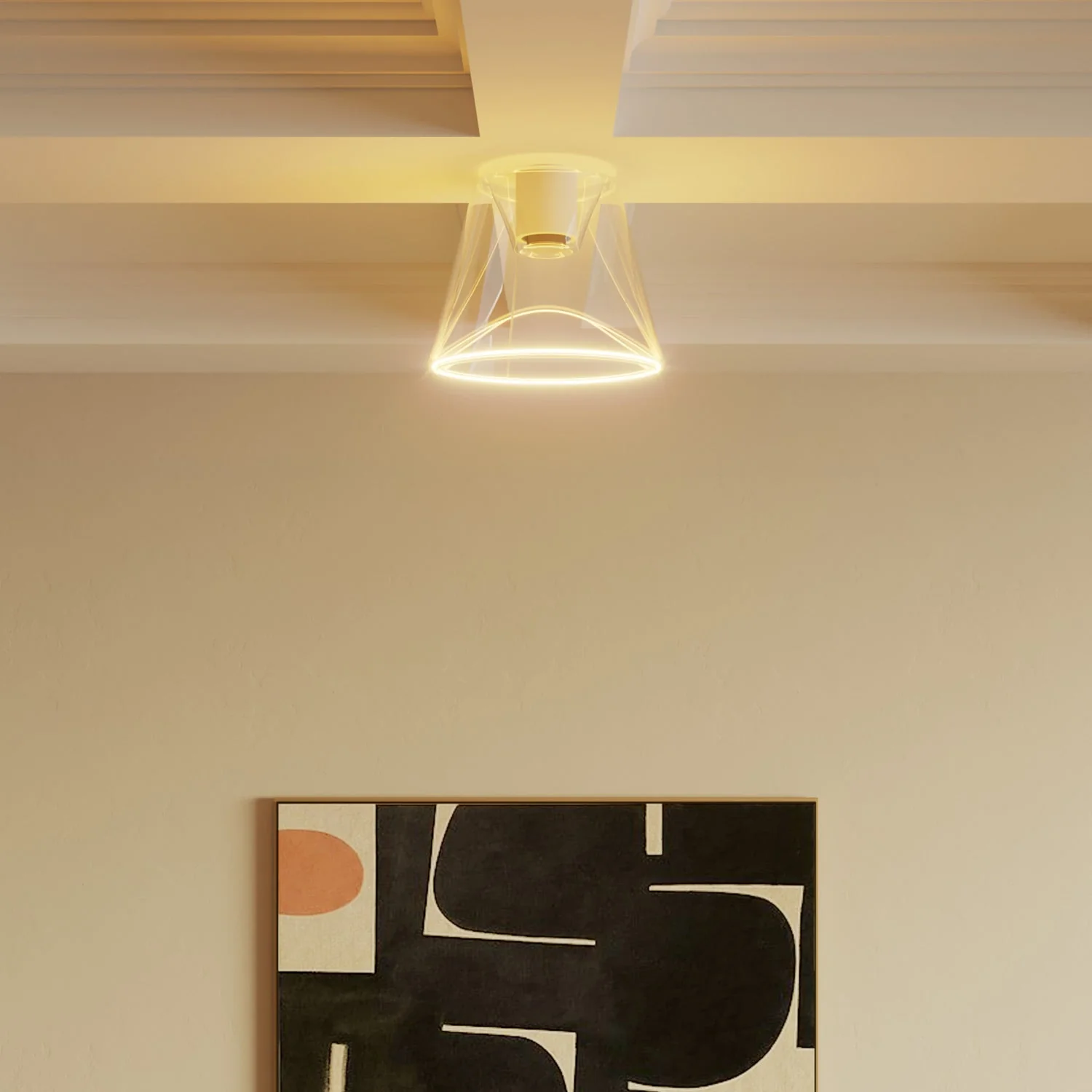 Designer ceiling light with Ghost cone-shaped transparent light bulb – White - Image 2