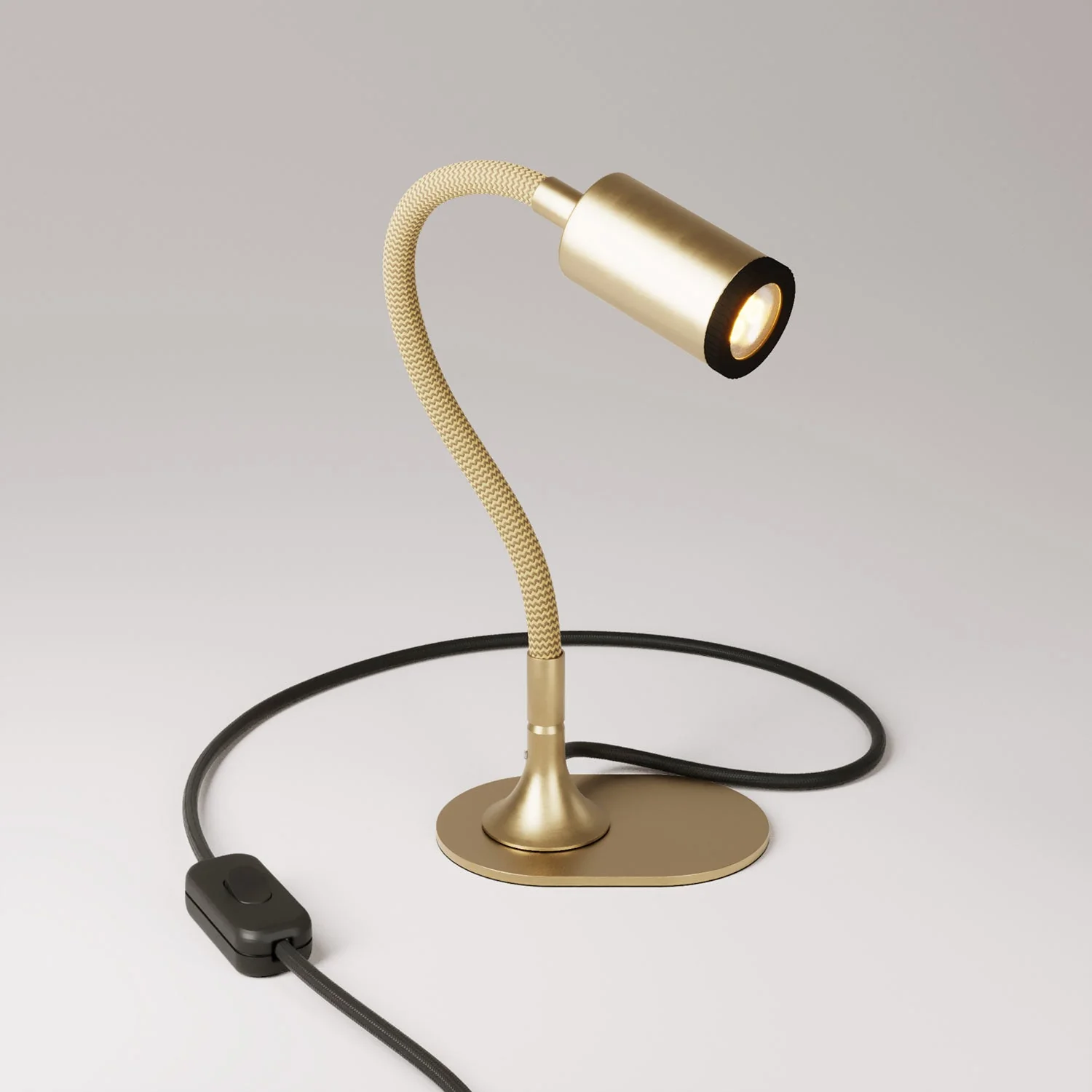 MAG-Y desk lamp with Flex, oval metal base and spot light - Brushed bronze