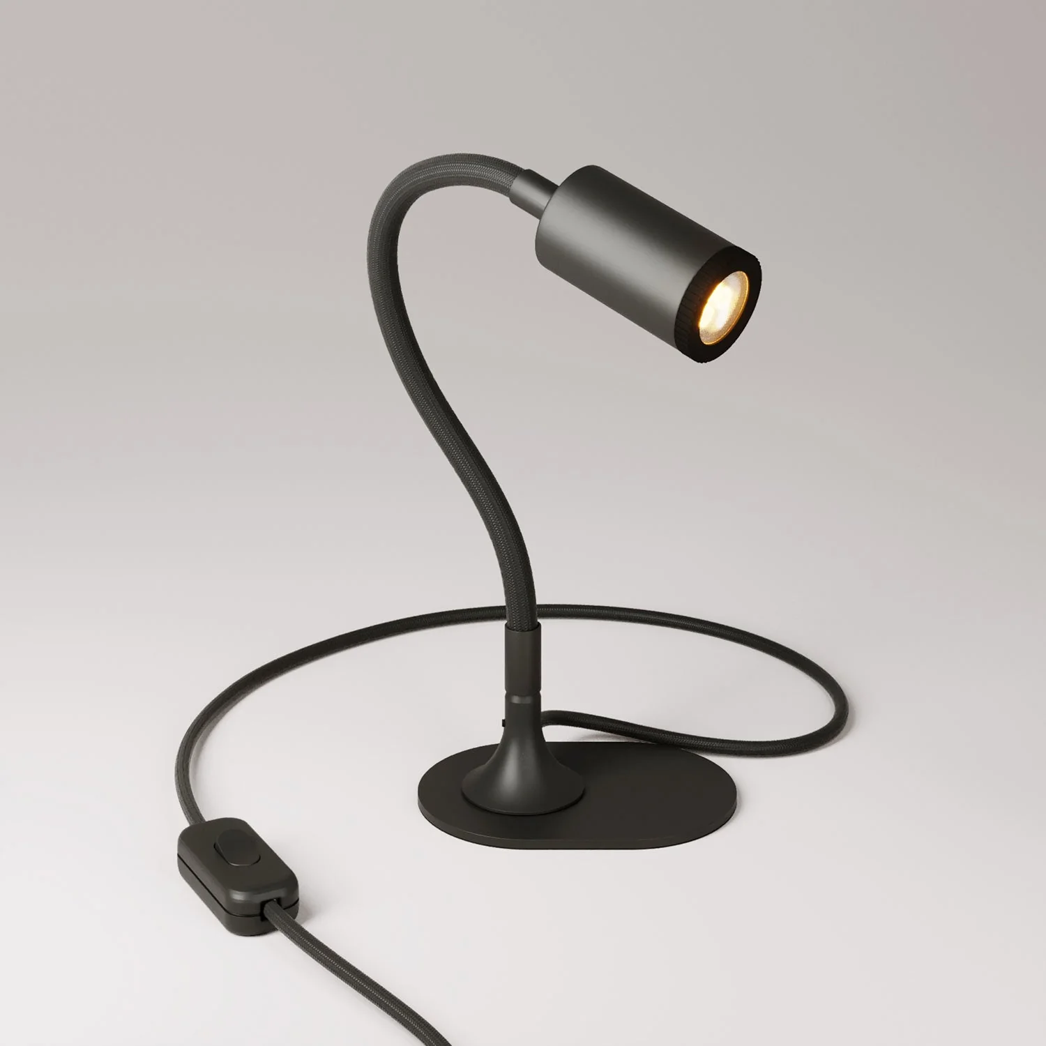 MAG-Y desk lamp with Flex, oval metal base, spot light and UK plug - Black