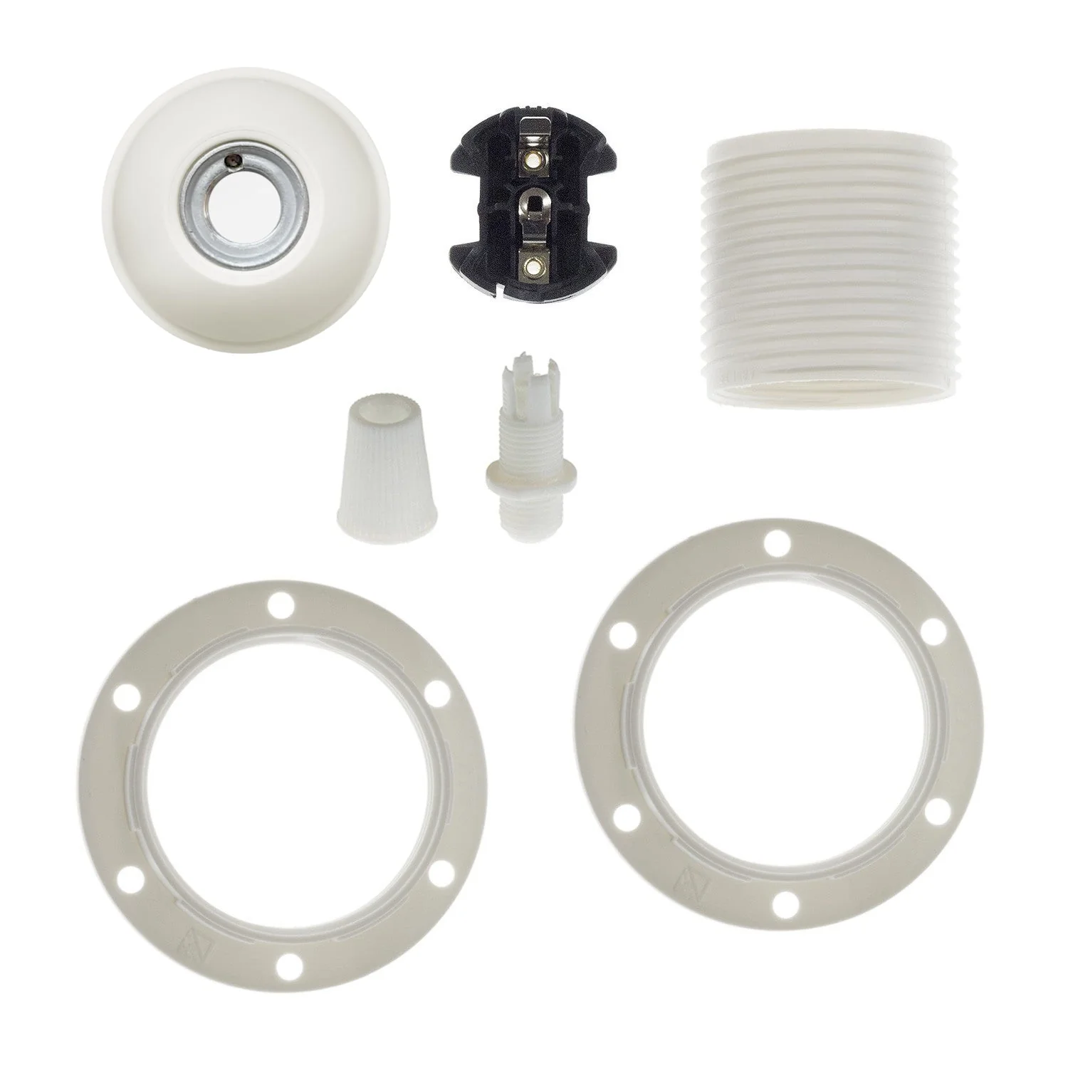 Double Ferrule Thermoplastic E26 Light Bulb Socket Kit - White - Image 2