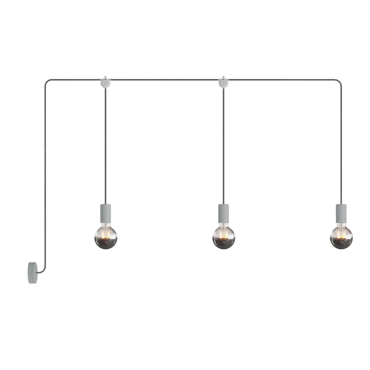 E-Snake Modulair Outdoor Lamp IP65 with 3 lights and ceiling rose - Ice grey